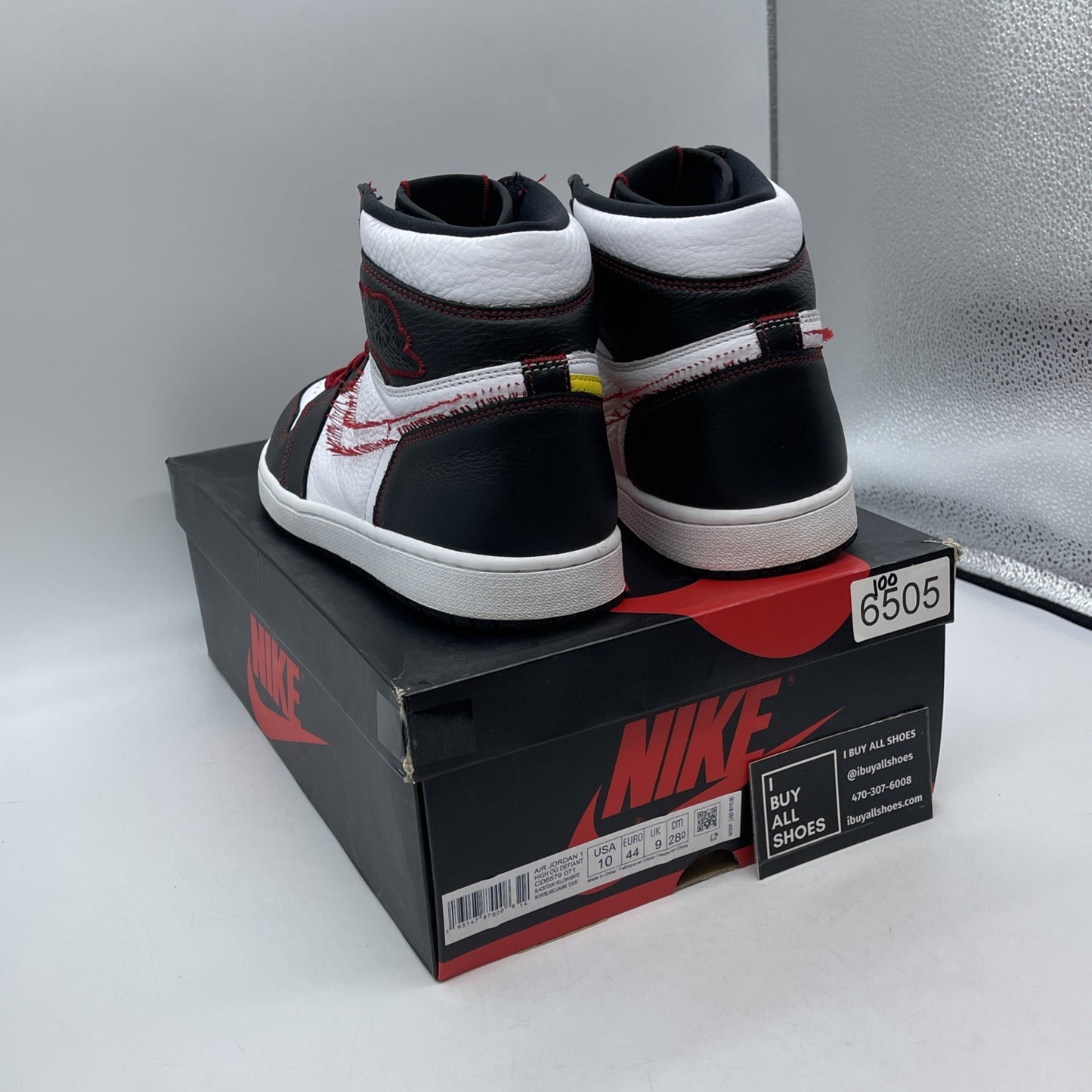 Size 10 - Air Jordan 1 Retro OG High Defiant Black White Leather (CD6579-071)