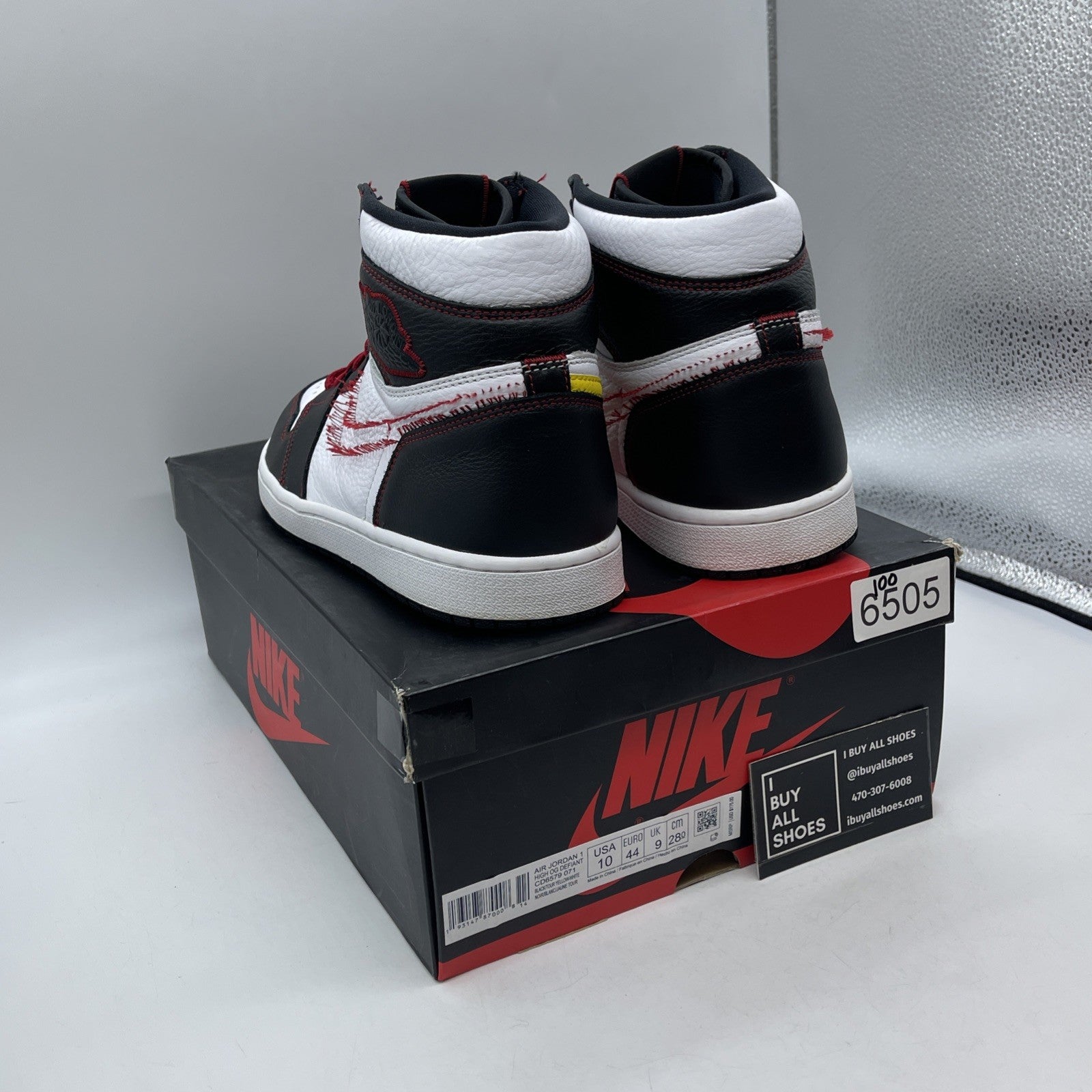 Size 10 - Air Jordan 1 Retro OG High Defiant Black White Leather (CD6579-071)