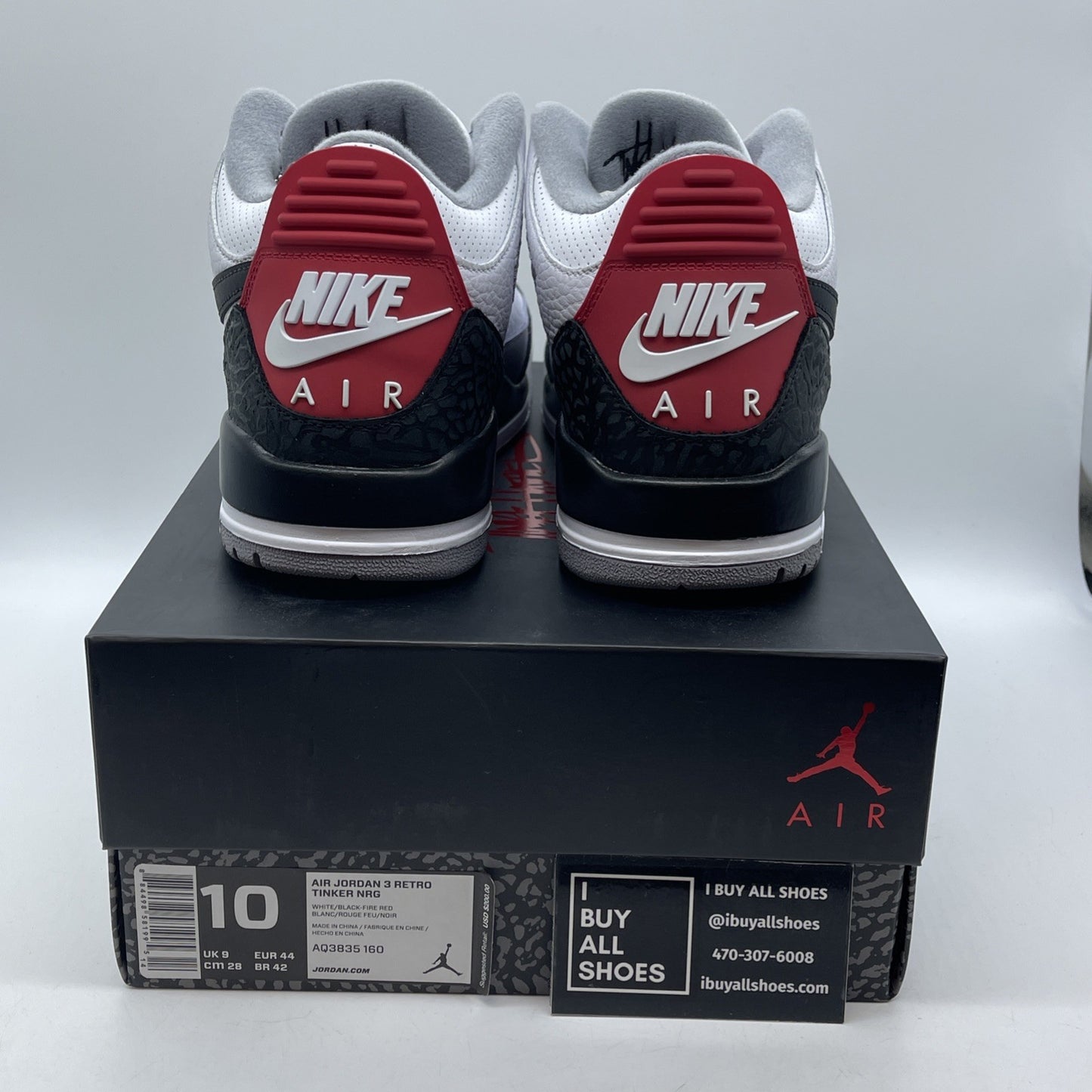 Size 10 - Jordan 3 Retro NRG Tinker 2018 White Black Suede (AQ3835-160)