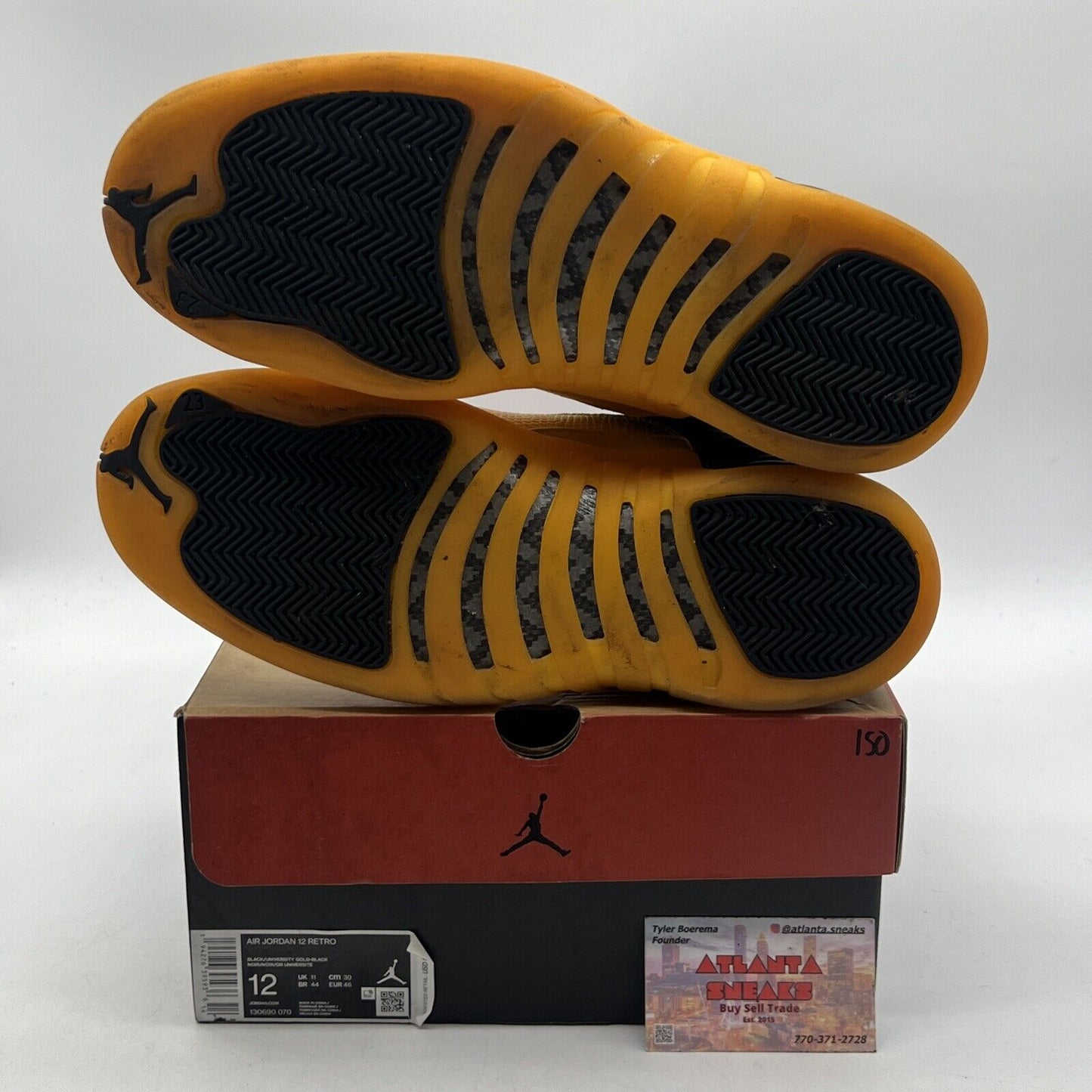 Size 12 - Jordan 12 Retro University Gold 2020 Black Yellow Leather (130690-070)