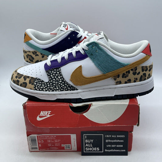 Size 9.5W - Nike Dunk SE Low Safari Mix Red White Leather Suede (DN3866-100)
