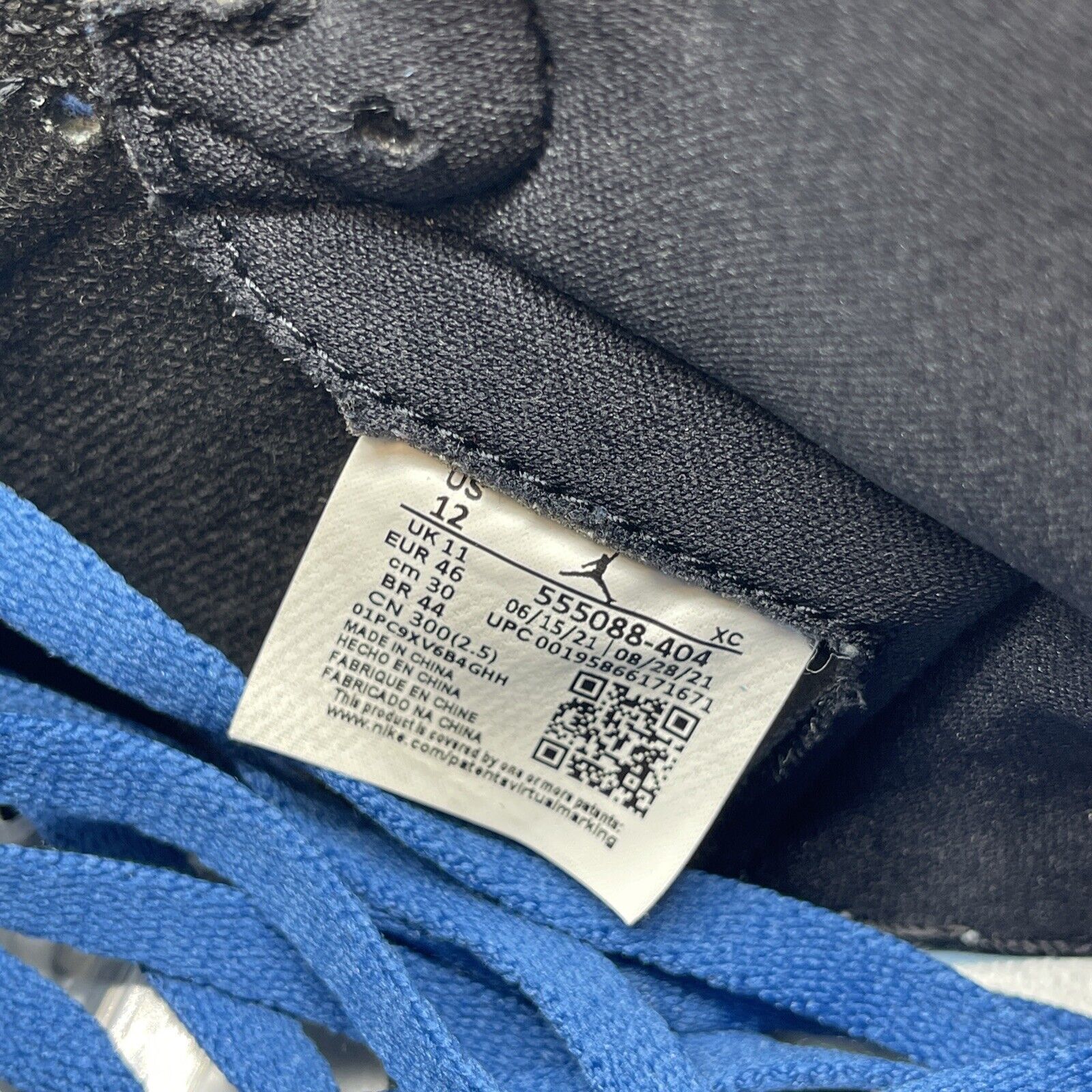 Size 12 - Jordan 1 Retro OG High Dark Marina Blue White Black (555088-404)