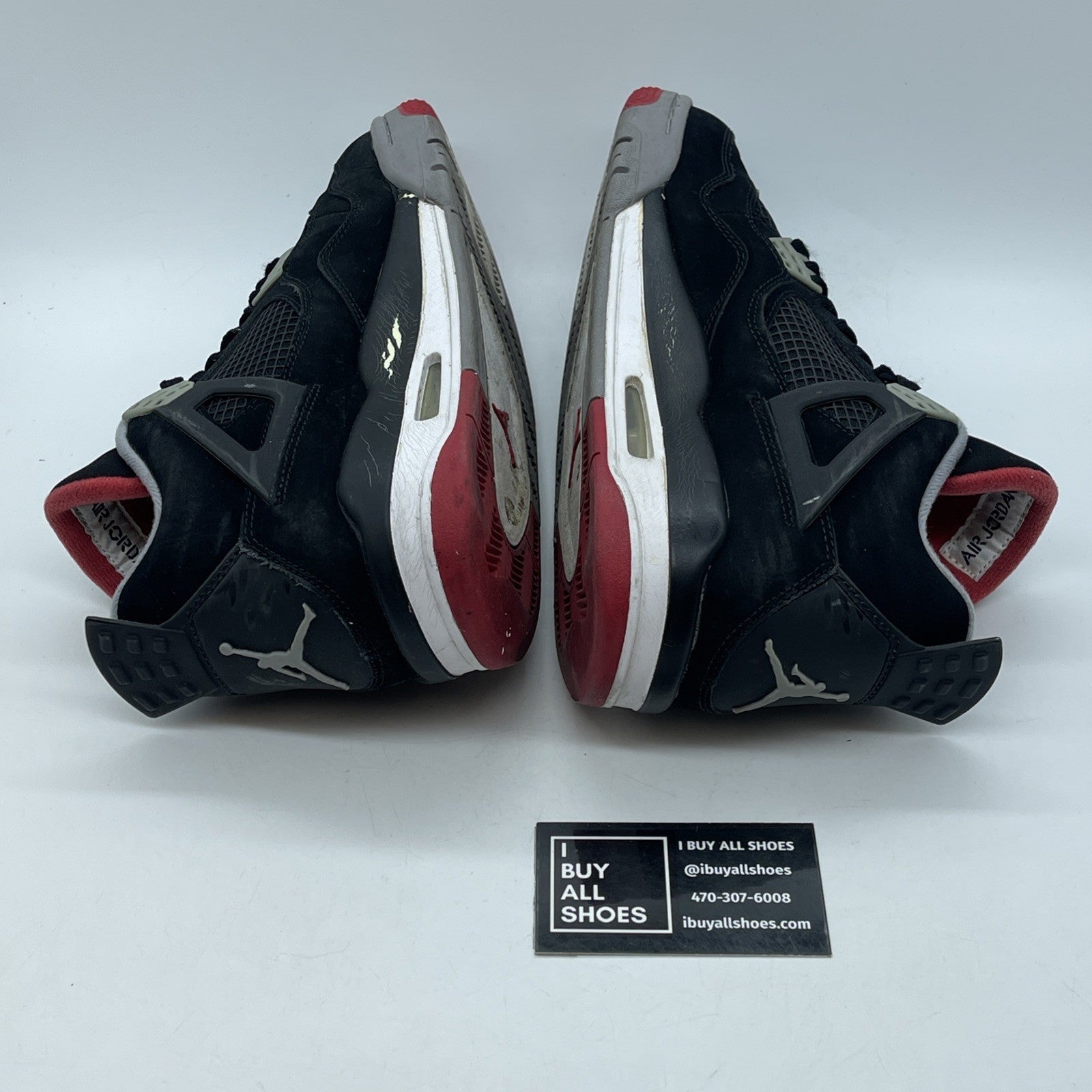 Size 9.5 - Jordan 4 Retro bred release Black Grey Suede (308497-089)