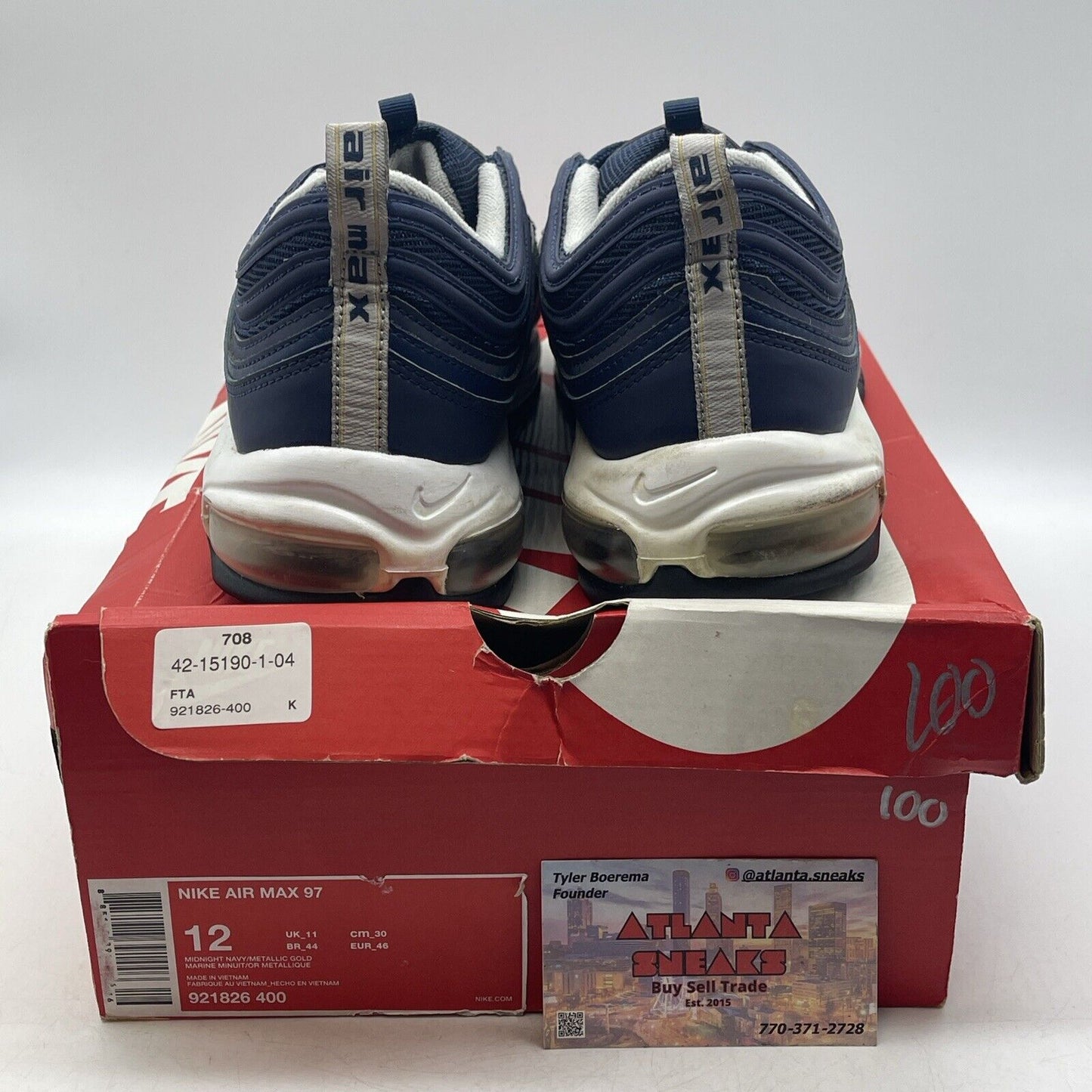 Size 12 - Nike Air Max 97 Midnight Run Navy White Gold (921826-400)