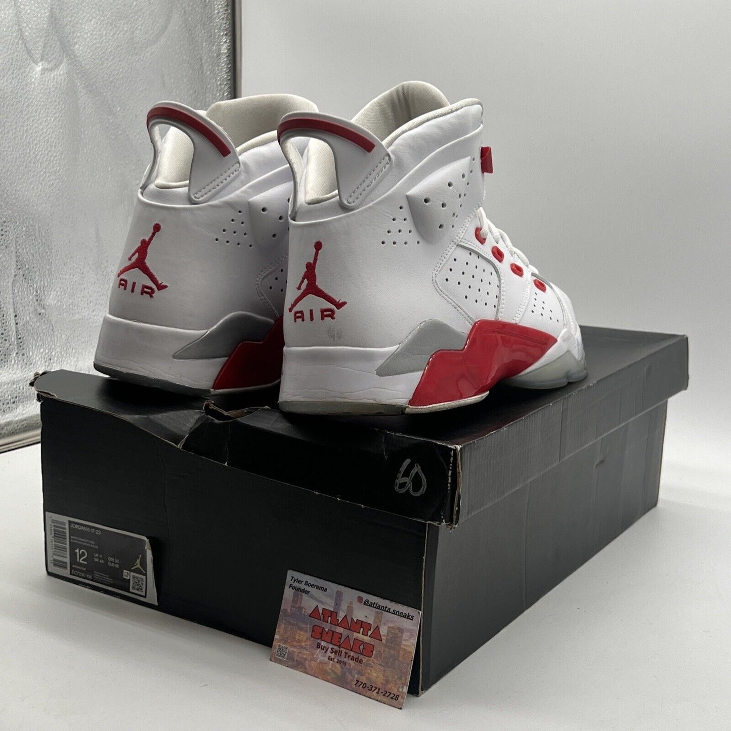 Air Jordan 6-17-23 Shoe (DC7330-106) White Fire Red Leather (DC7330-106)