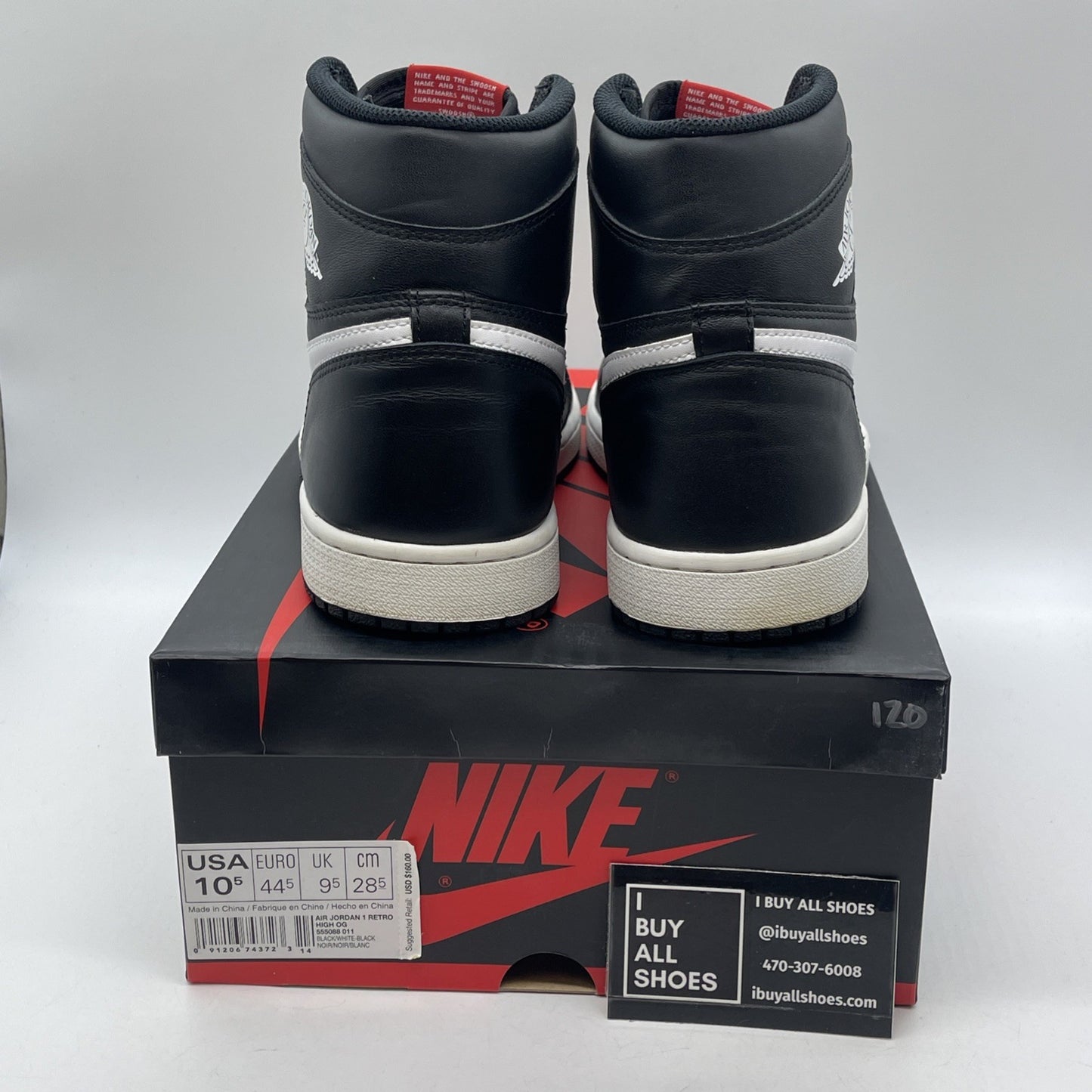 Size 10.5 - Air Jordan 1 Retro OG Prm High Yin Yang Black White (555088-011)