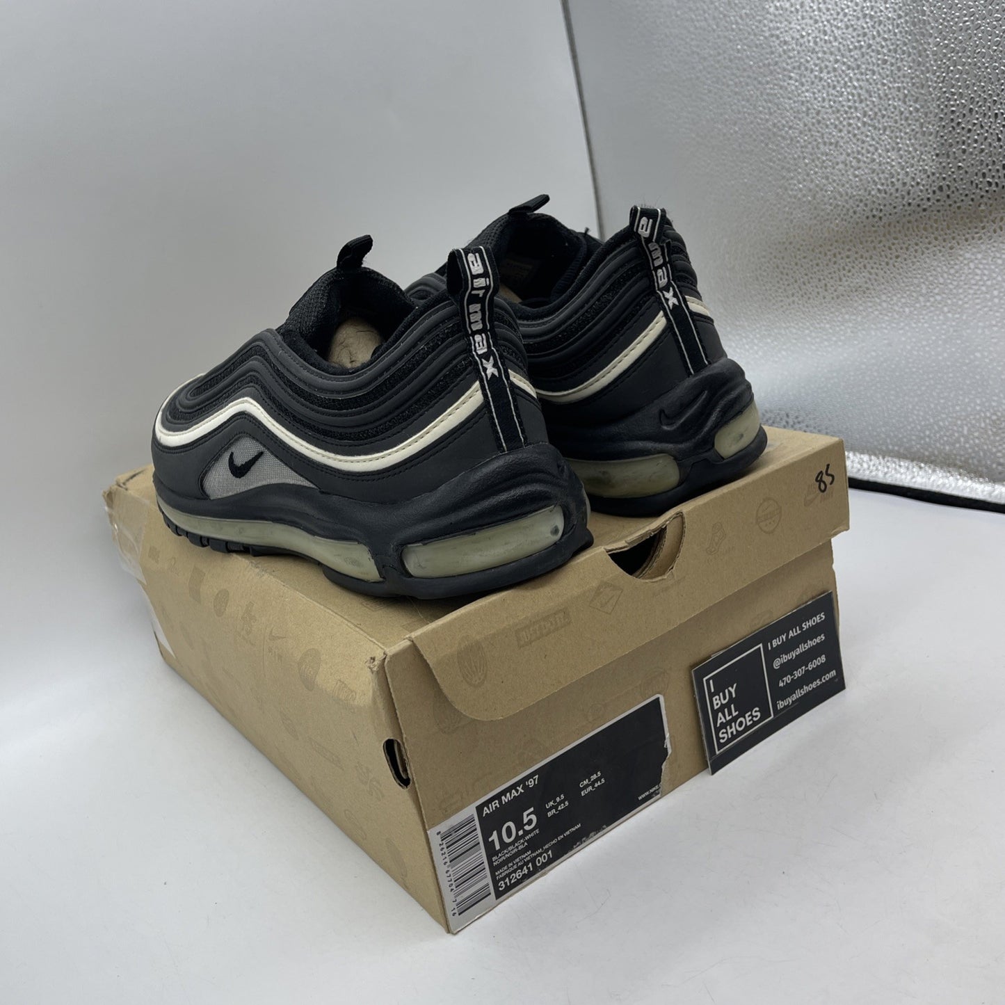 Size 10.5 - Nike Air Force 1 Premium Black White Leather (313641-001)