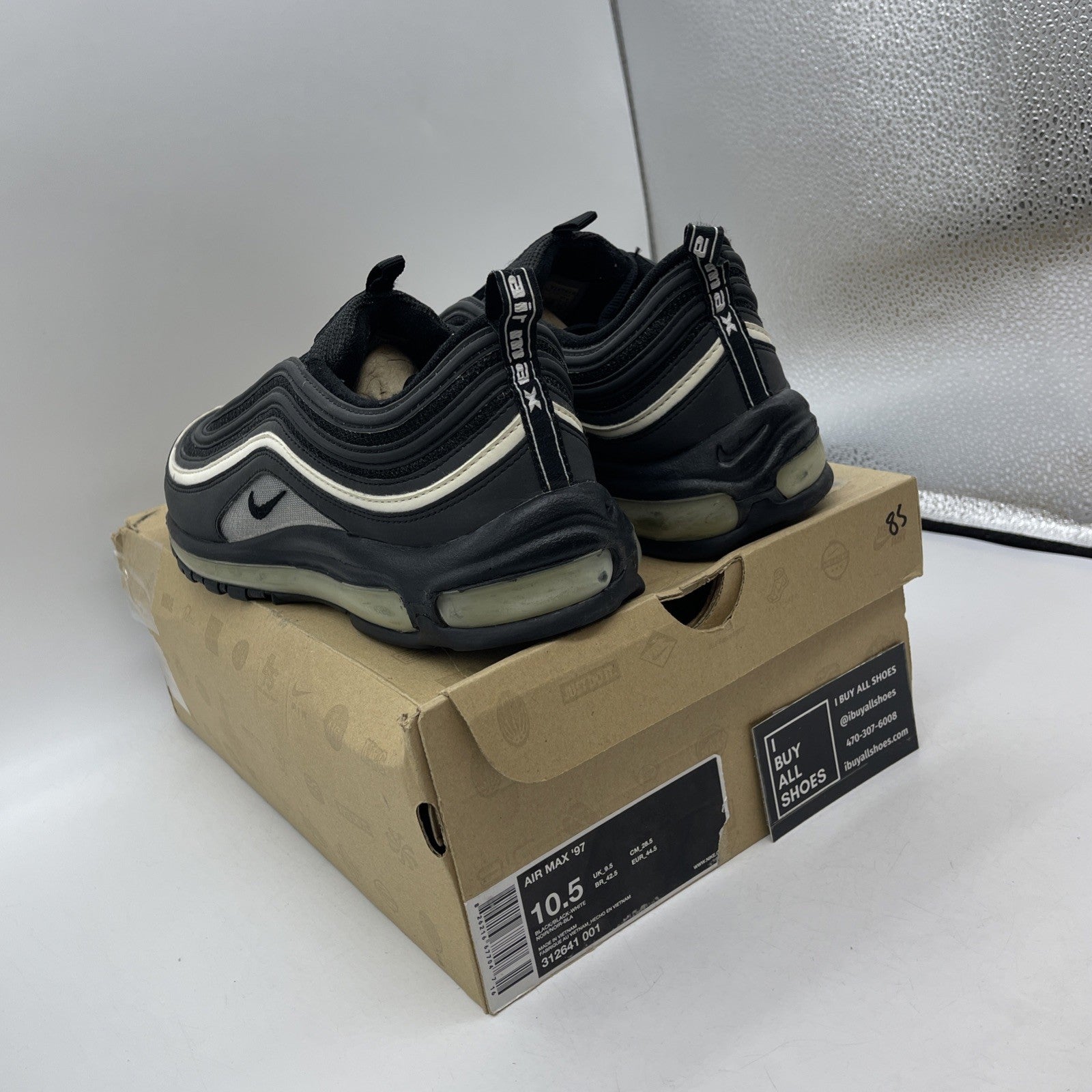 Size 10.5 - Nike Air Force 1 Premium Black White Leather (313641-001)