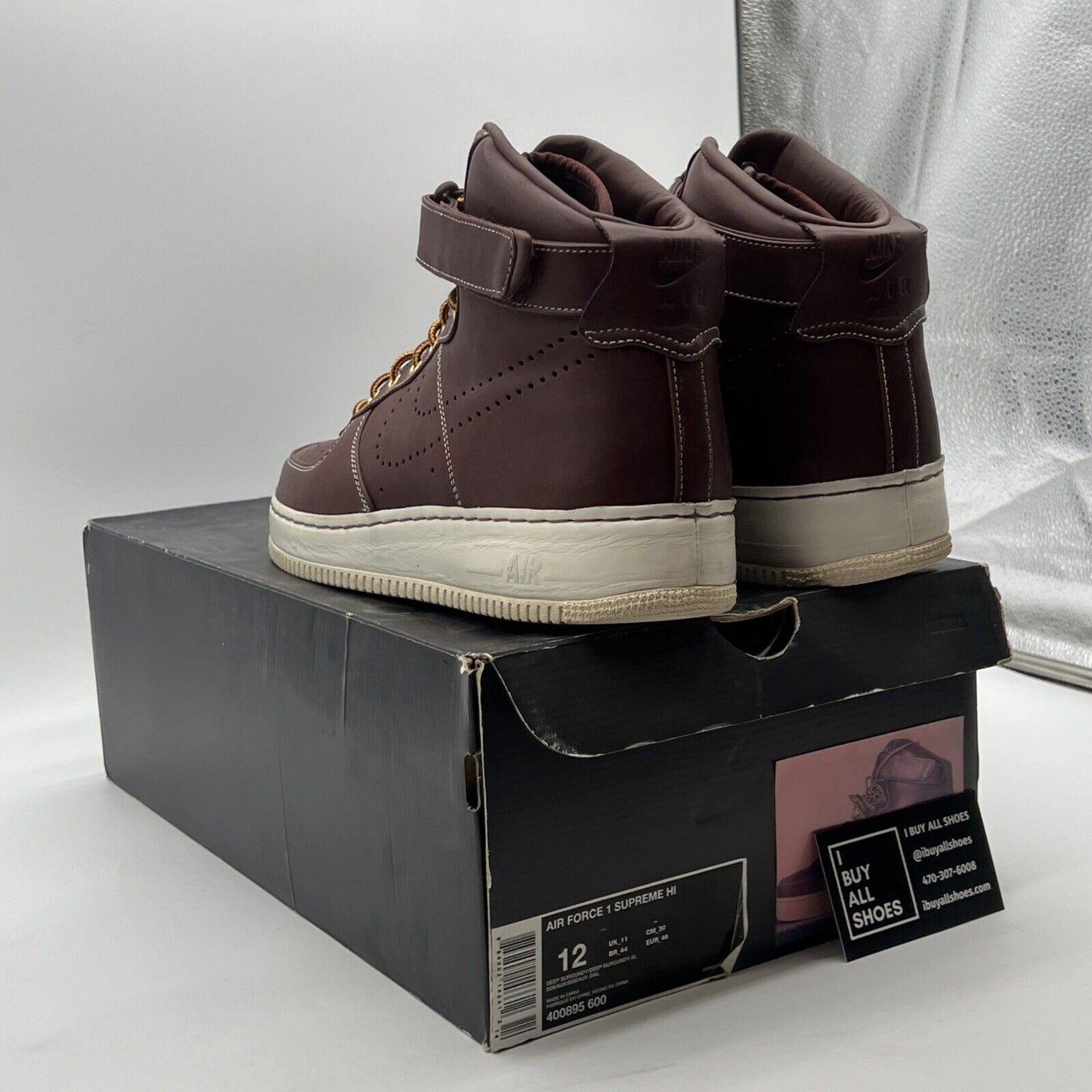 Size 12 - Nike Air Force 1 Supreme High Work Boots (400895-600)
