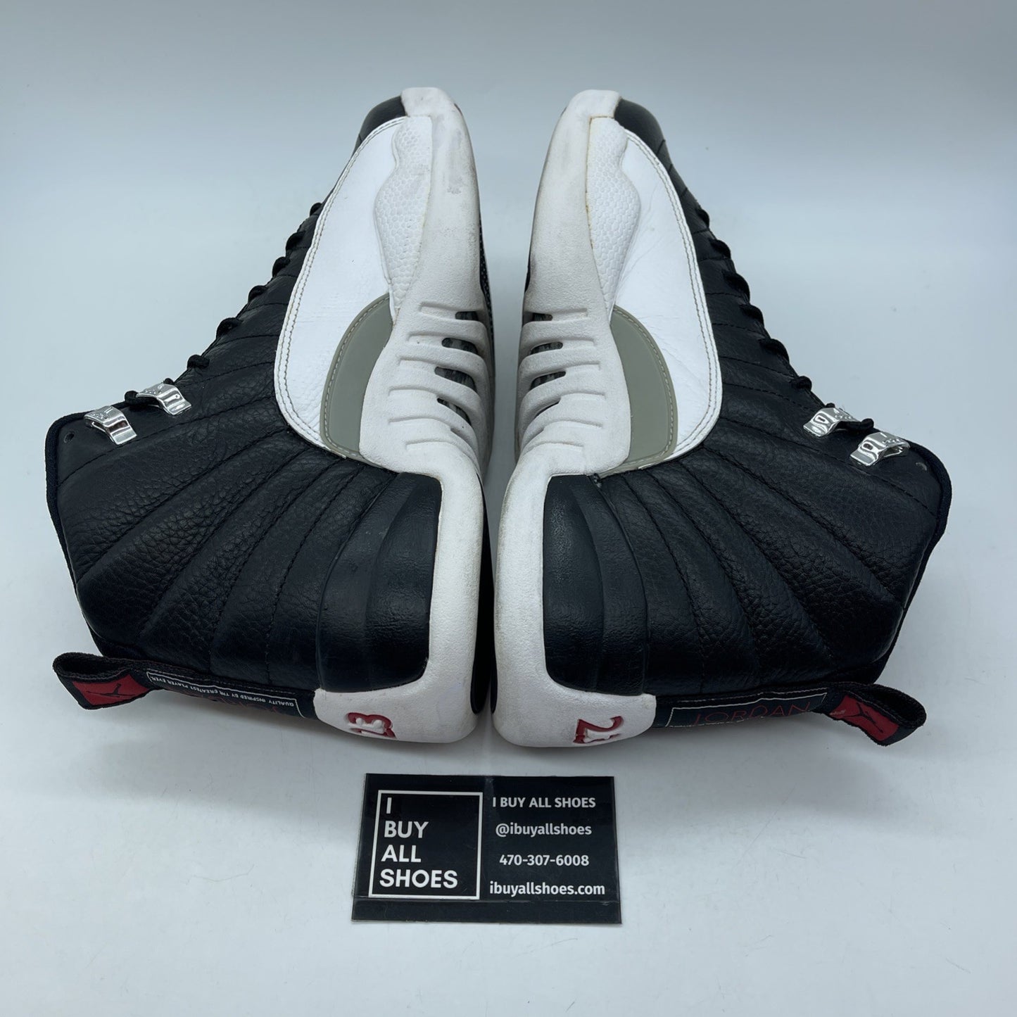 Size 8.5 - Air Jordan 12 Retro 2012 Playoff Black White Leather (130690-001)