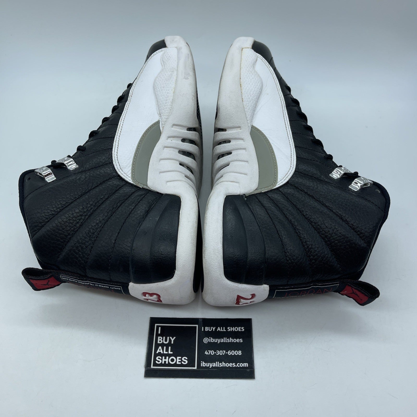 Size 8.5 - Air Jordan 12 Retro 2012 Playoff Black White Leather (130690-001)