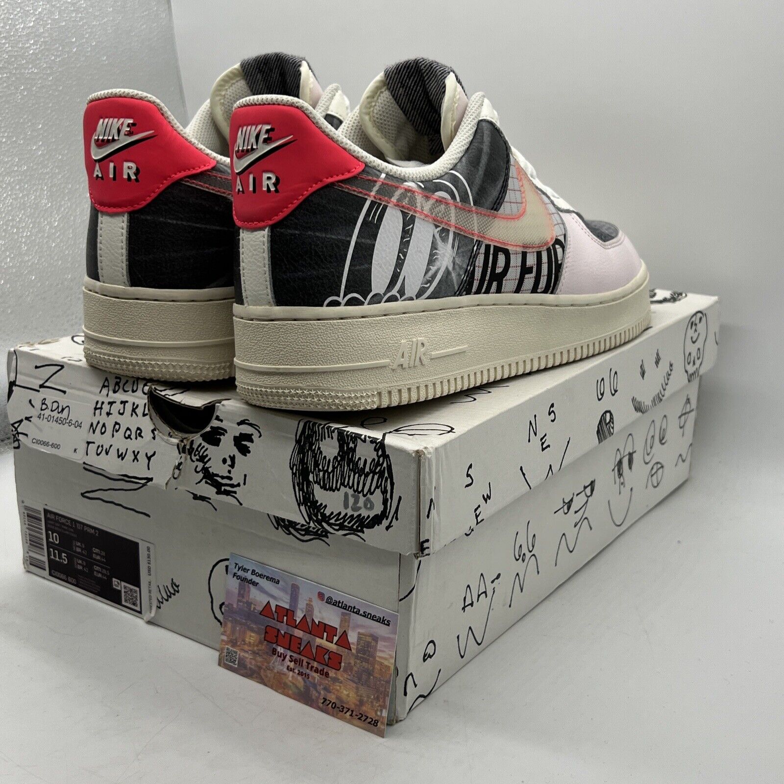 Size 10 - Nike Air Force 1 Low Zine White Black Red Leather (CI0066-600)