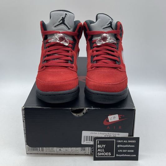 Size 4 - Jordan 5 Retro Mid Raging Bull Red Black Suede (440888-600)