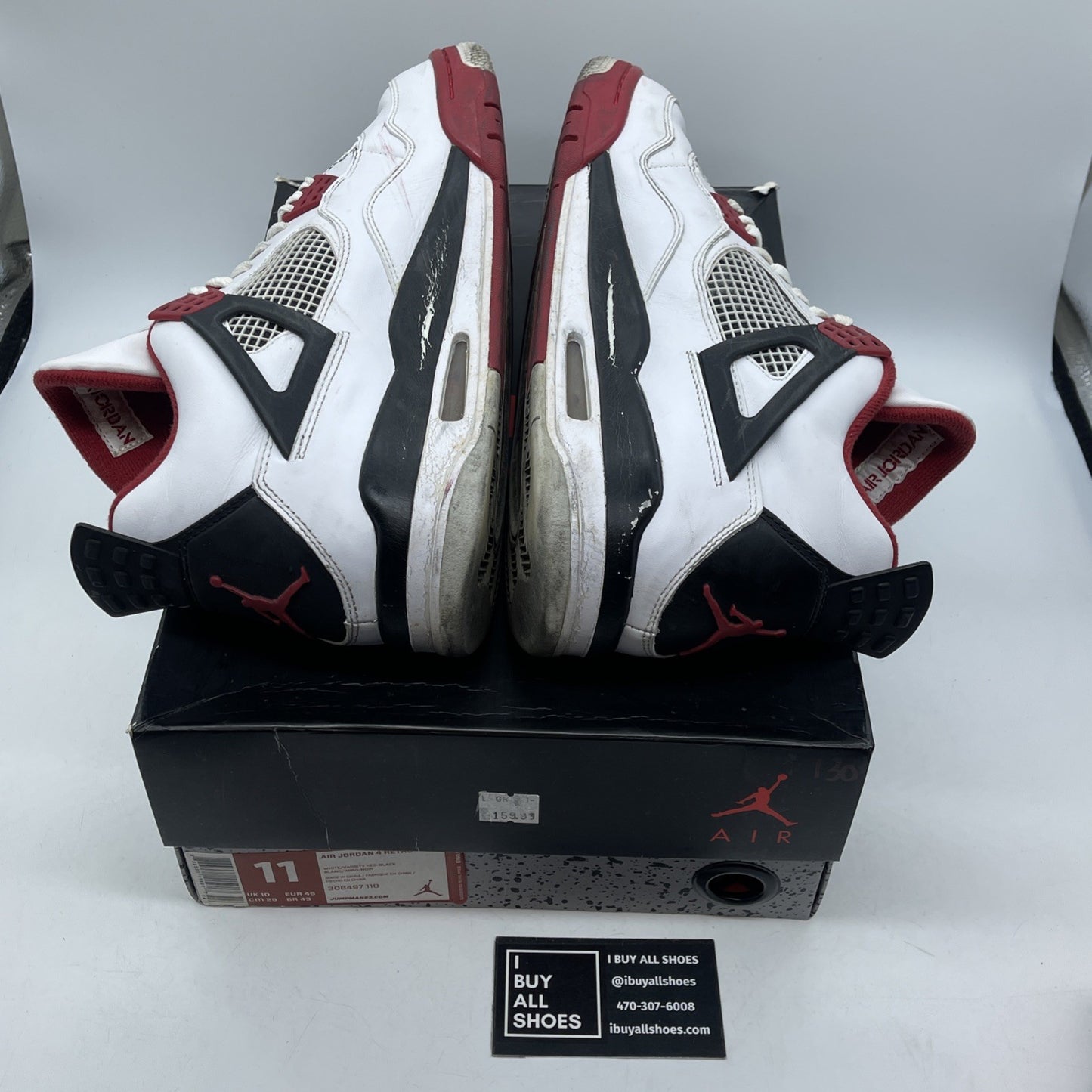 Size 11 - Jordan 4 Retro Fire Red 2012 White Black Leather (308497-110)