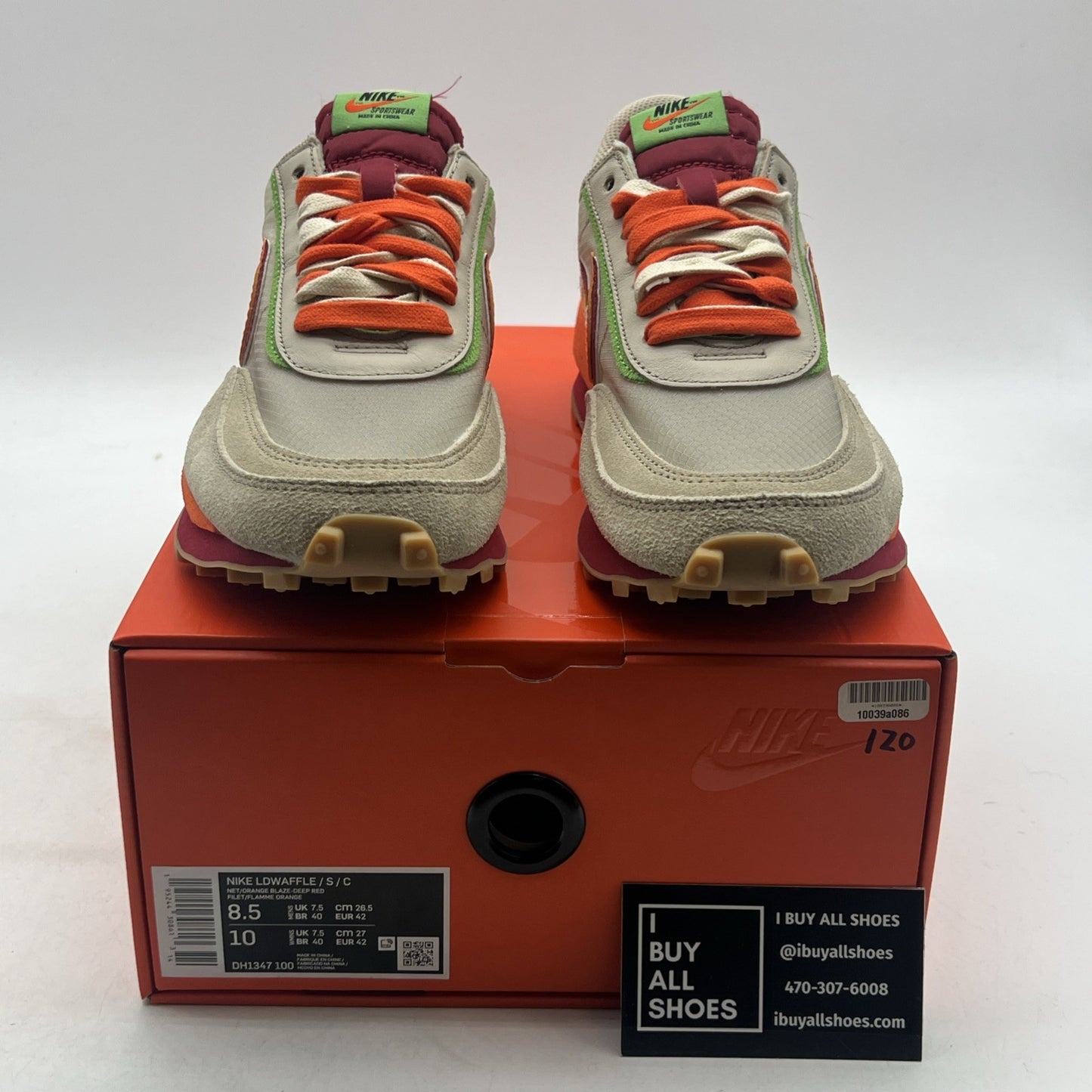 Size 8.5 - Nike sacai x Clot x LDWaffle Net Orange Blaze (DH1347-100)