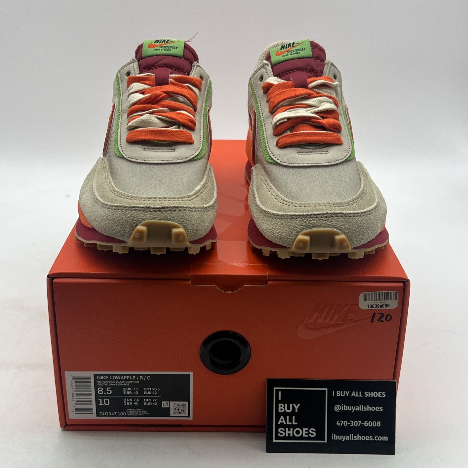 Size 8.5 - Nike sacai x Clot x LDWaffle Net Orange Blaze (DH1347-100)