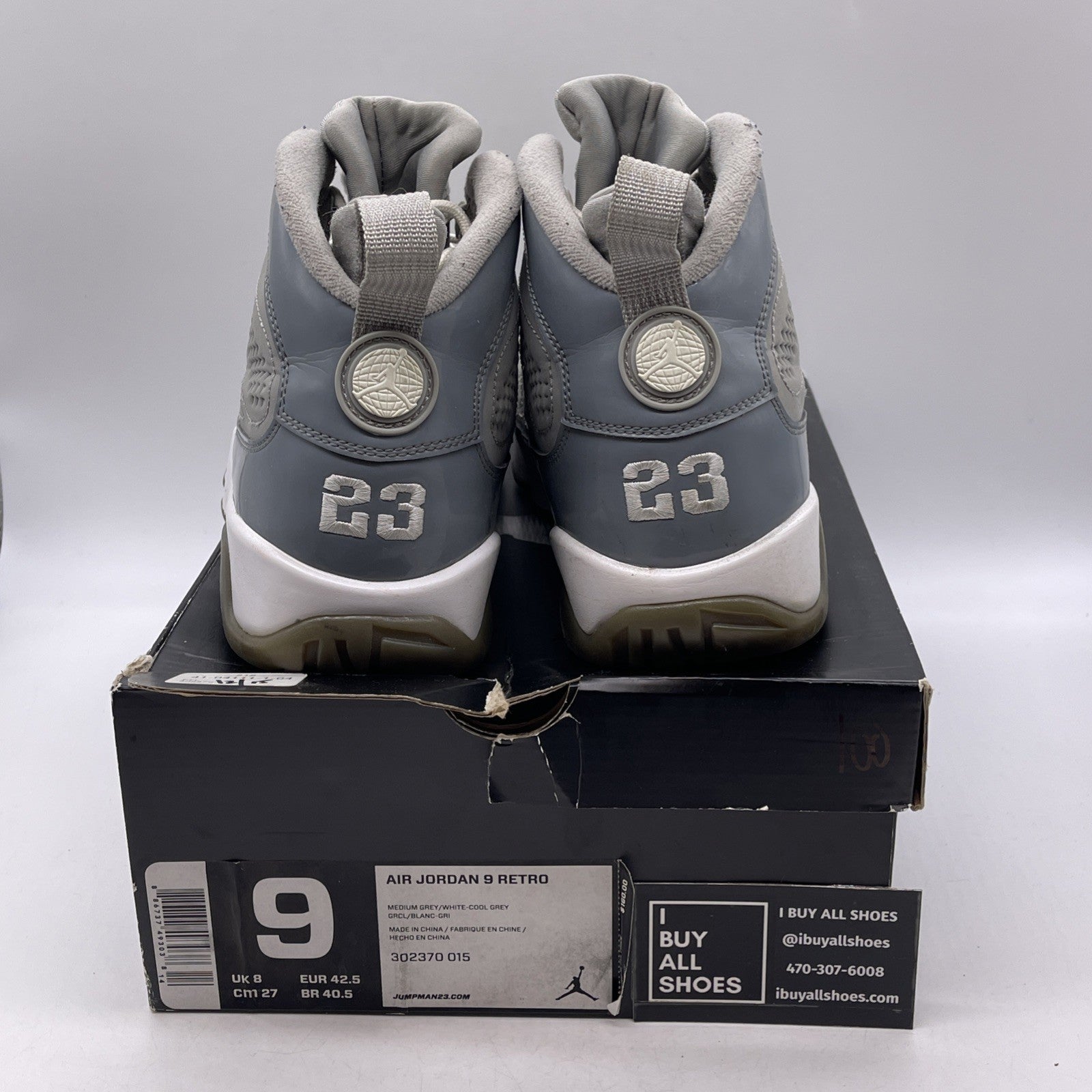 Size 9 - Air Jordan 9 Retro 2012 Cool Grey (302370-015)