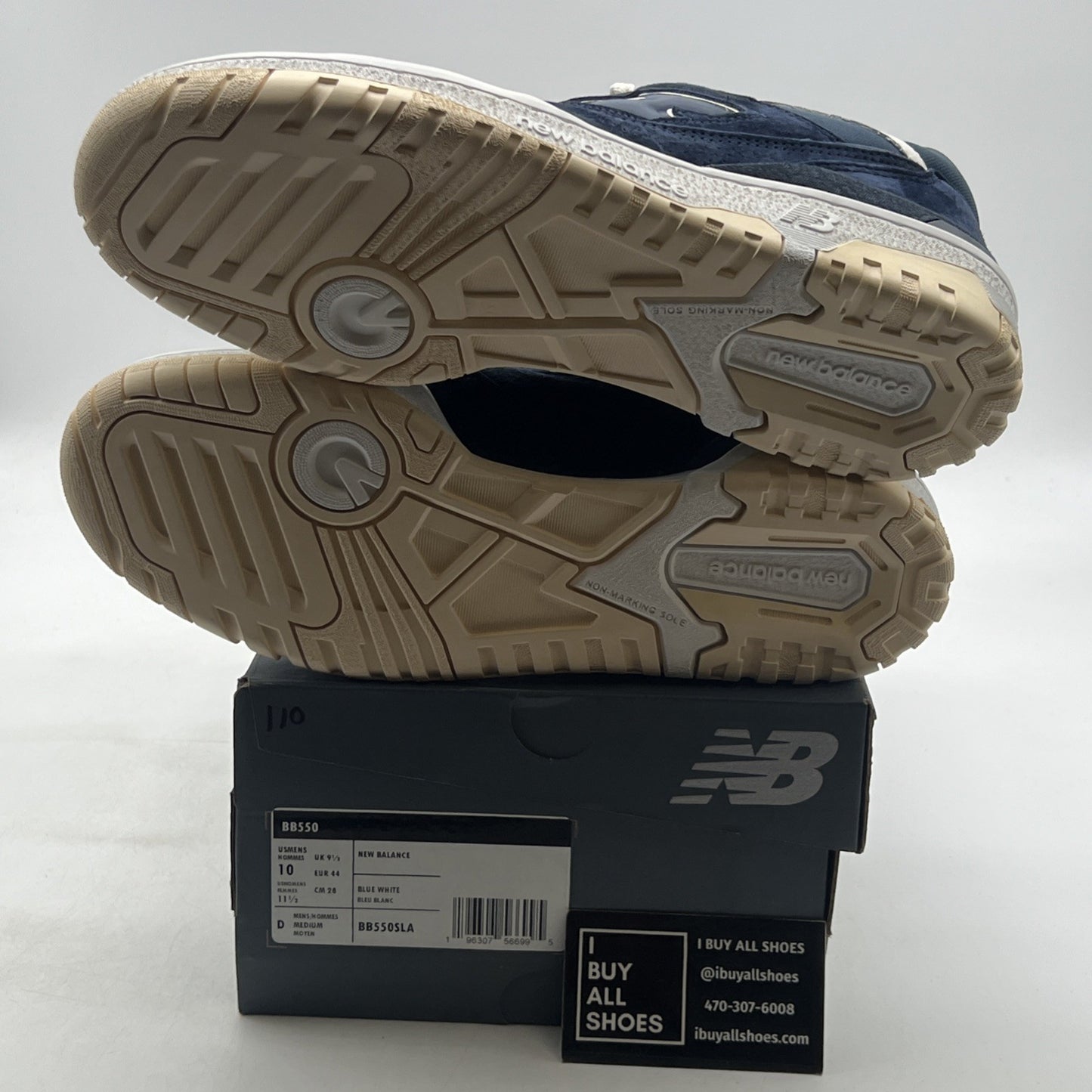 Size 10 - New Balance 550 Suede Indigo Navy Blue Sneakers Shoes (BB550SLA)