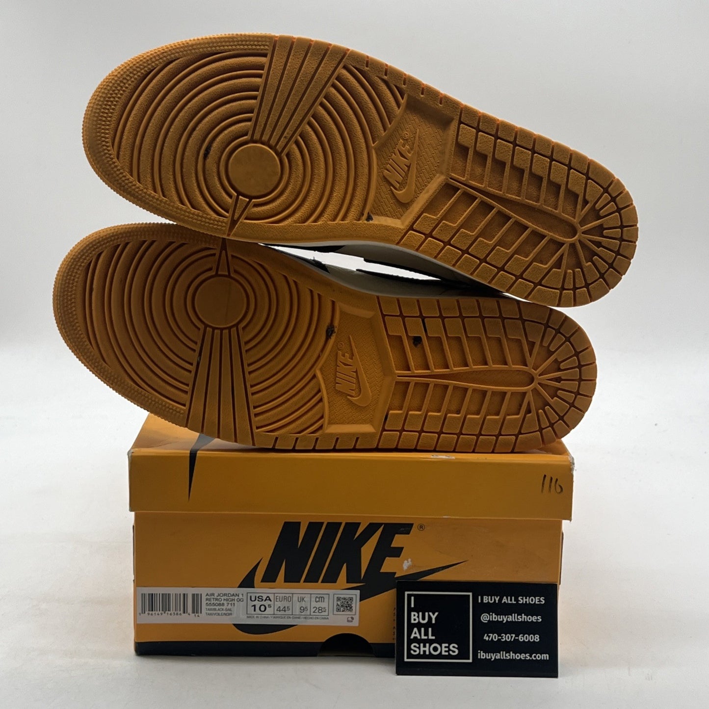 Size 10.5 - Air Jordan 1 Retro OG High Yellow Toe (555088-711)