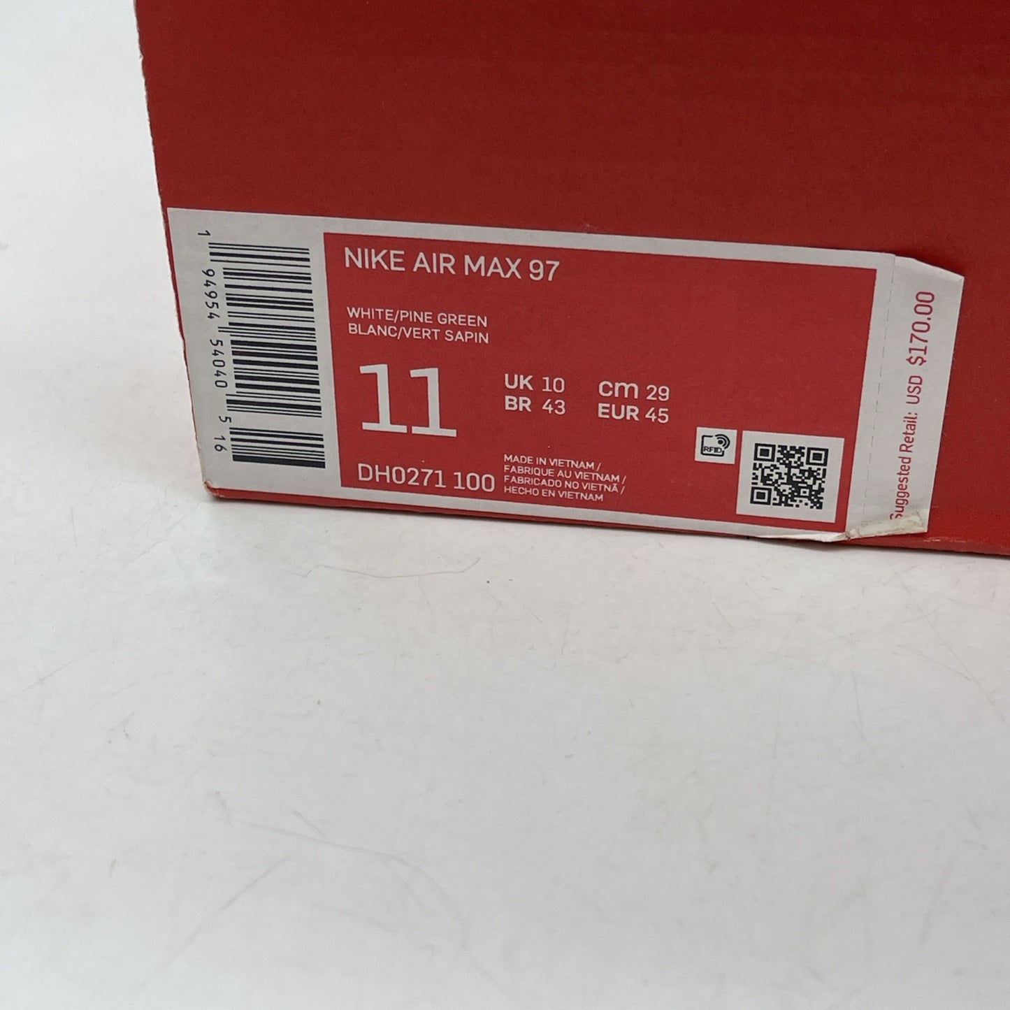 Size 11 - Nike Air Max 97 Pine Green White Suede Leather (DH0271-100)
