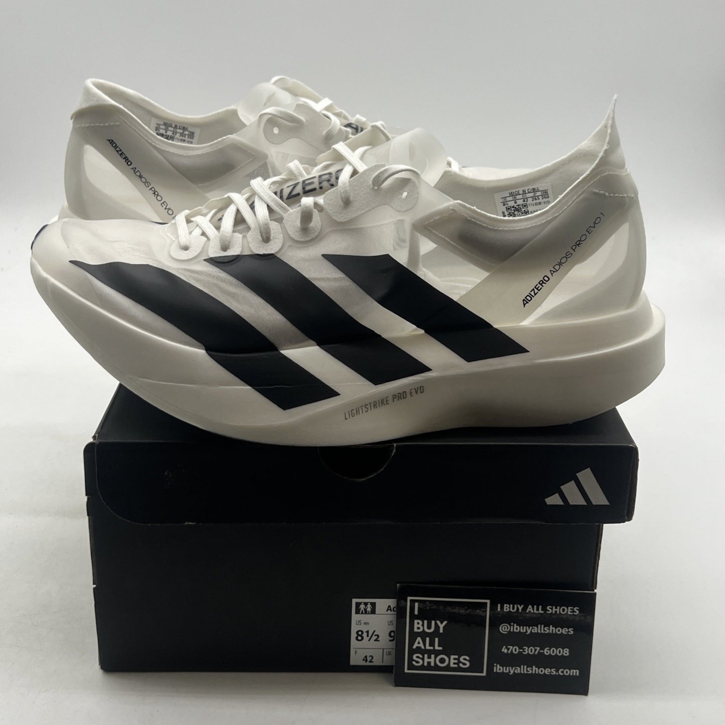Size 8.5 - adidas Adizero Adios Pro Evo 1 White Black (IH5564)