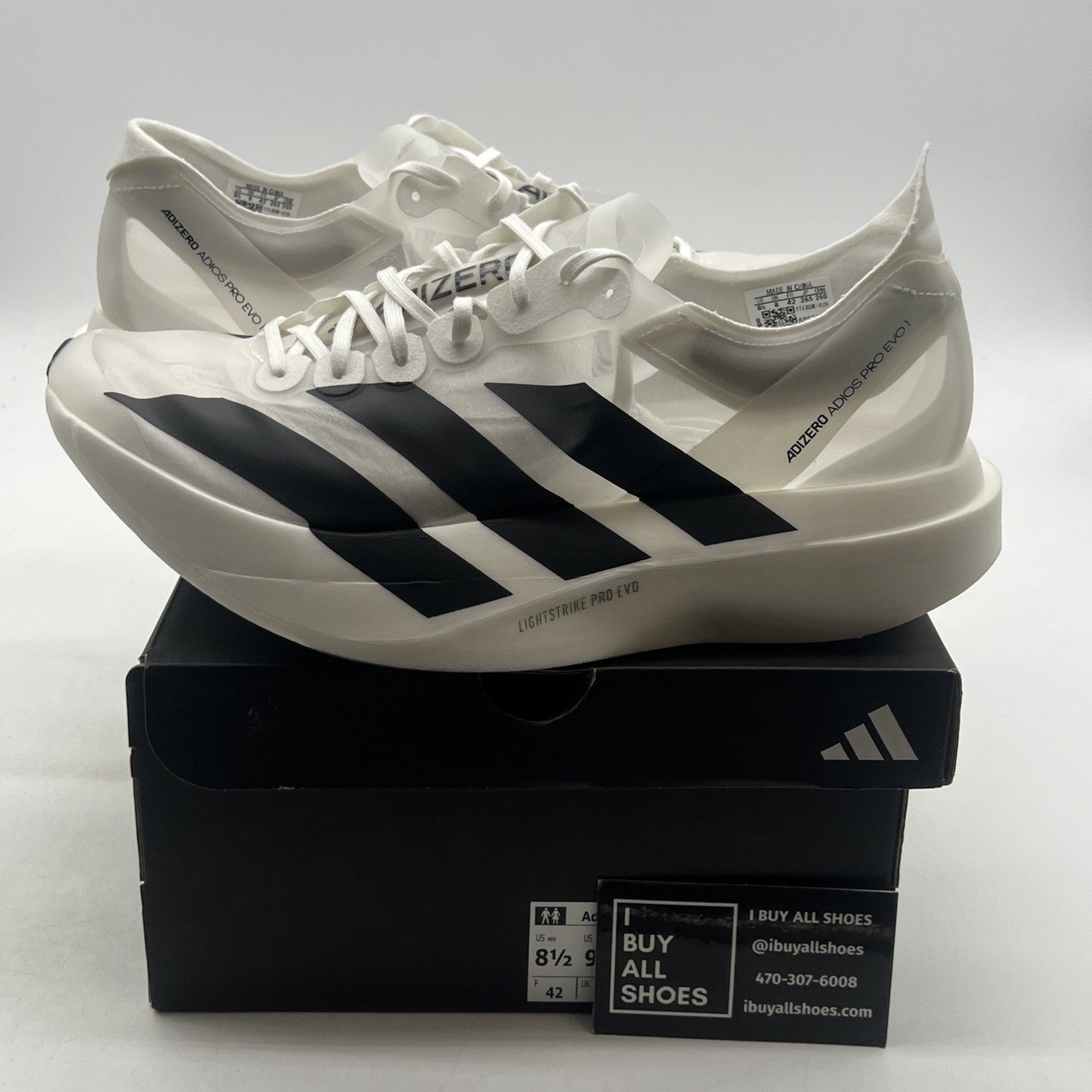 Size 8.5 - adidas Adizero Adios Pro Evo 1 White Black (IH5564)