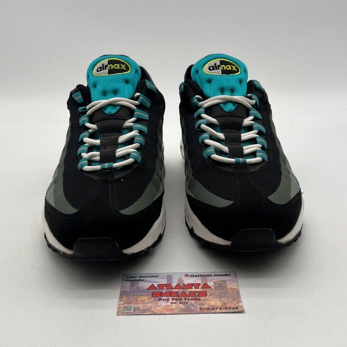 Size 11 - Nike Air Max 95 No Sew Black Teal Grey Black White Suede (616190-033)