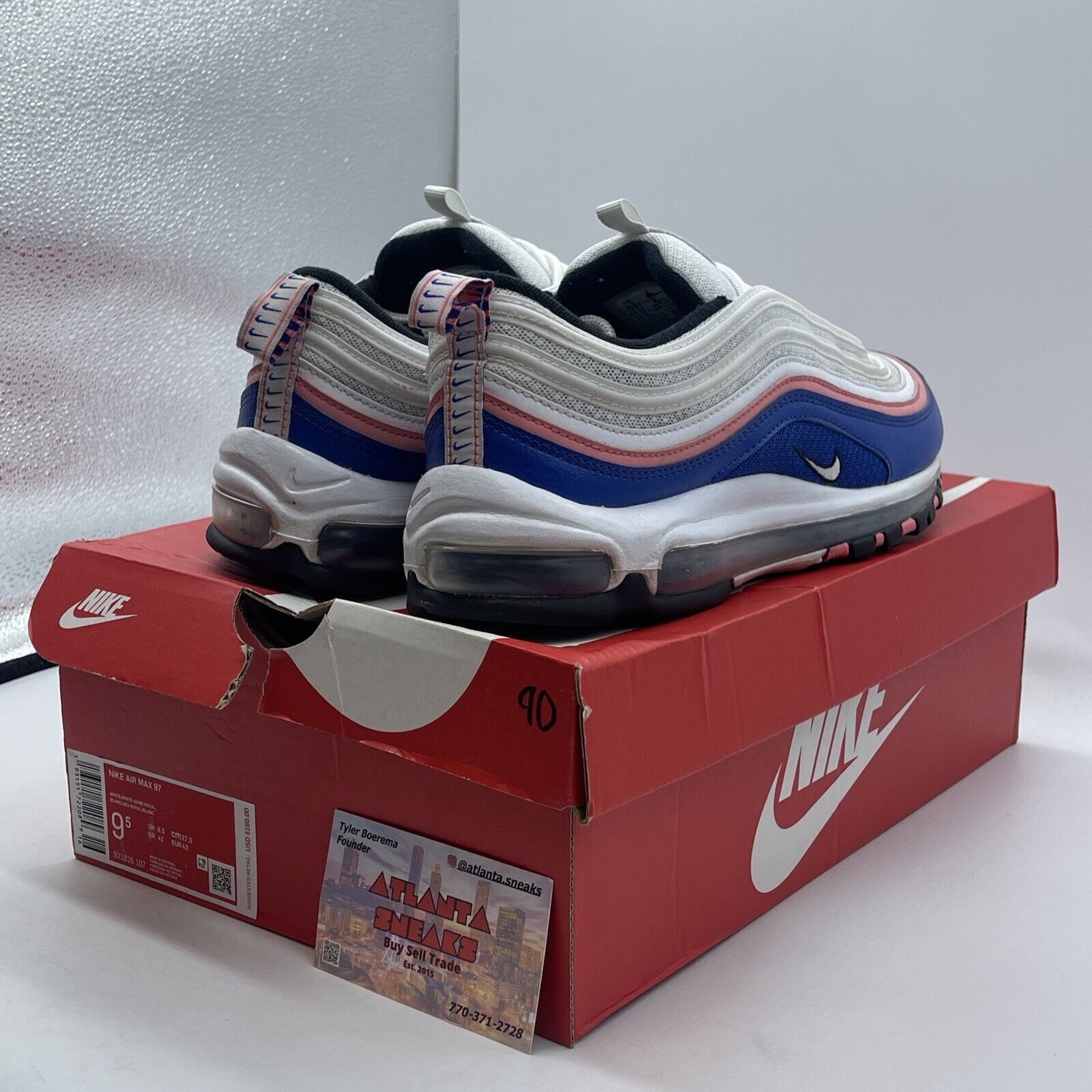 Size 9.5 - Nike Air Max 97 Ultramarine White Pink Blue (921826-107)