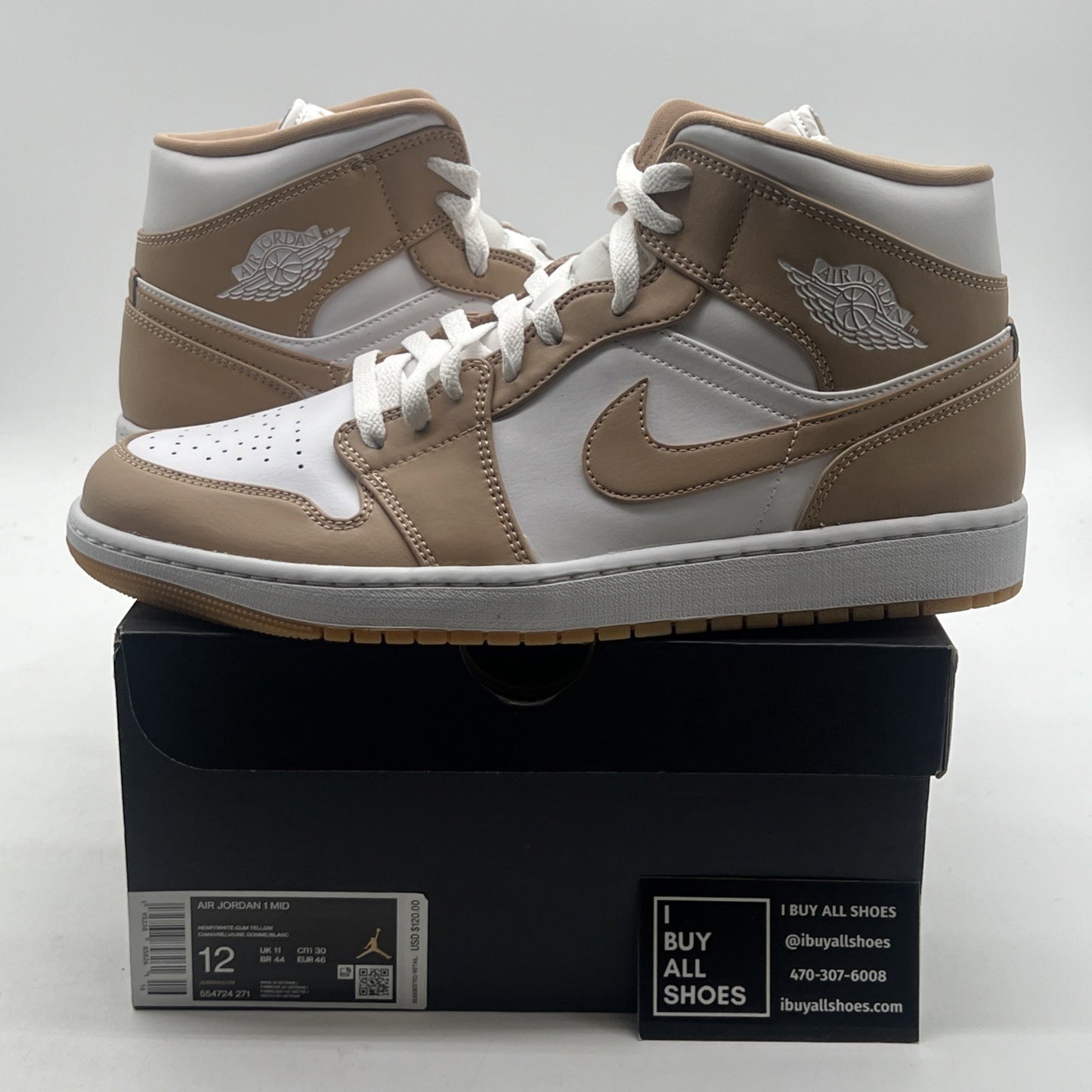 Size 12 - Air Jordan 1 Mid Tan Gum (554724-271)