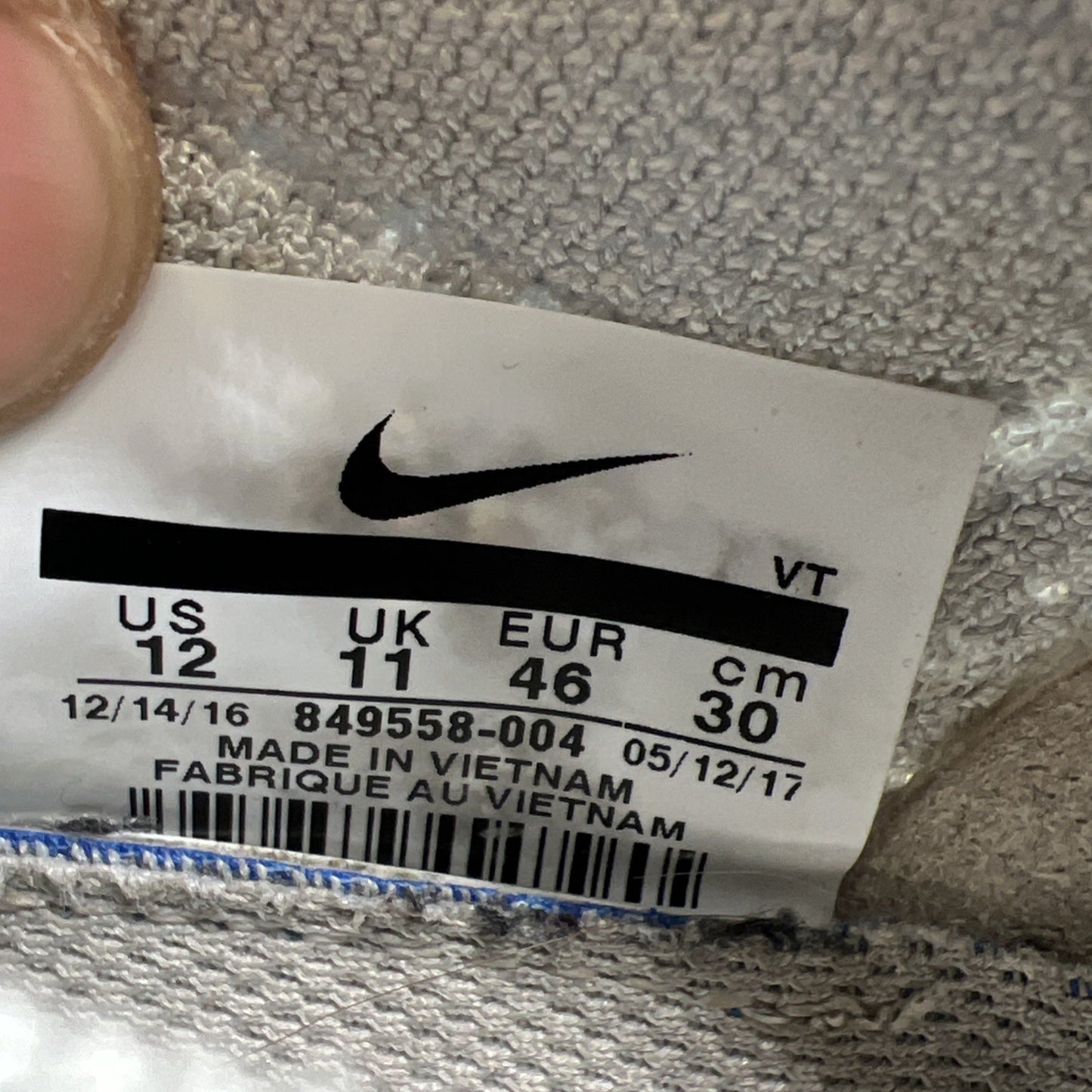 Size 12 - Nike Air VaporMax Pure Platinum (849558-004)