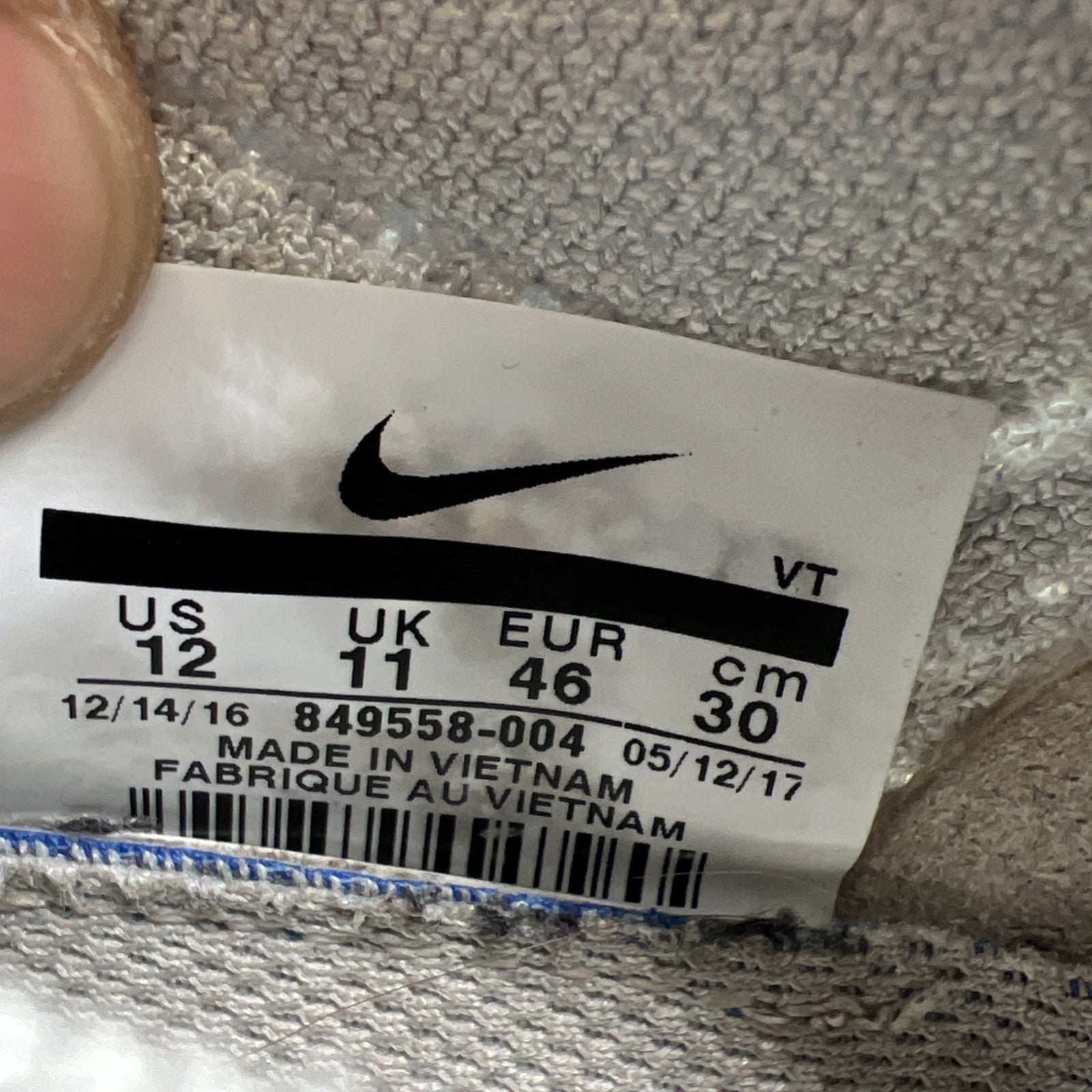 Size 12 - Nike Air VaporMax Pure Platinum (849558-004)