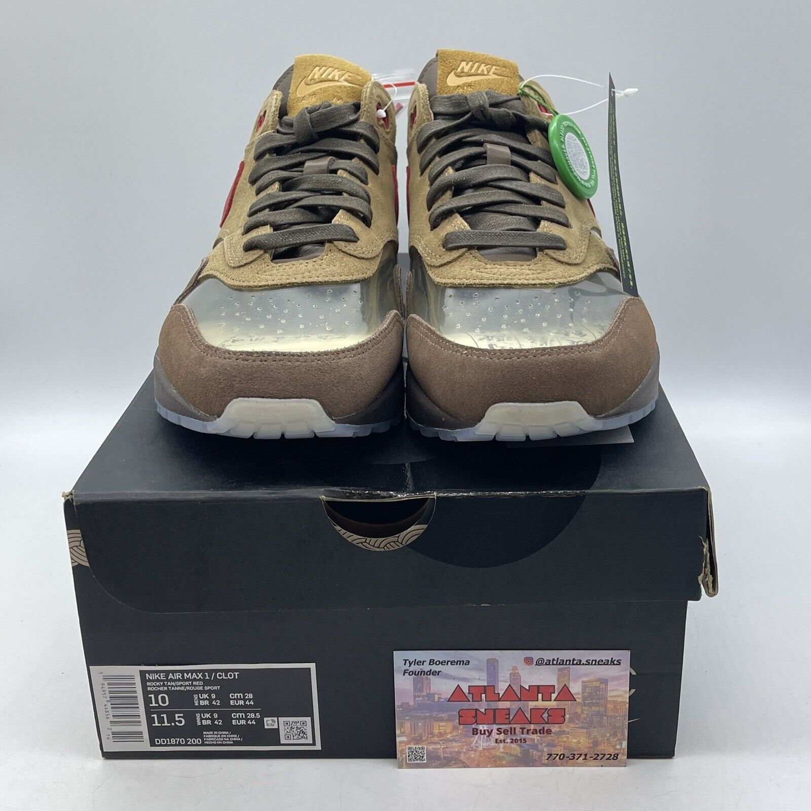Size 10 - Nike CLOT x Air Max 1 Kiss Of Death CHA Brown Suede (DD1870-200)