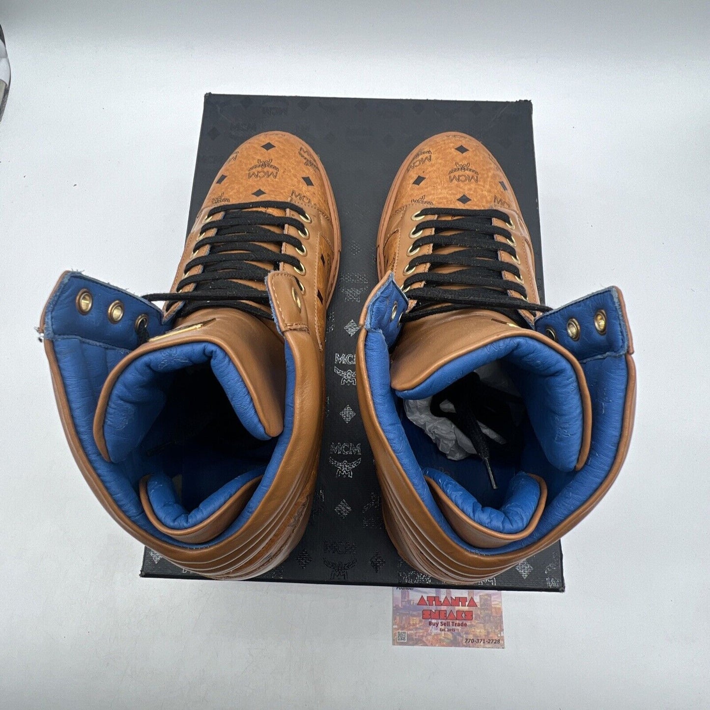 Size 7 - MCM Visetos High Top Sneakers in Honey