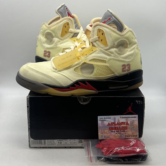 Size 10 - Jordan 5 SP x Off-White Mid Sail Black Red (DH8565-100)