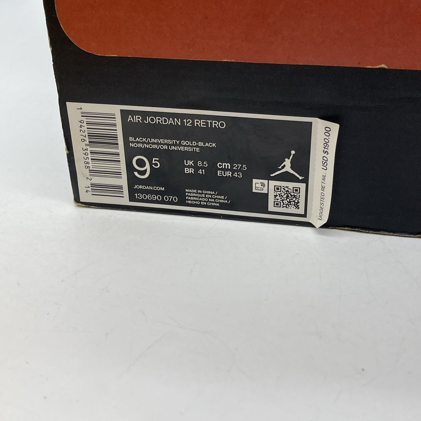 Size 9.5 - Jordan 12 Retro University Gold Yellow Black Leather (130690-070)