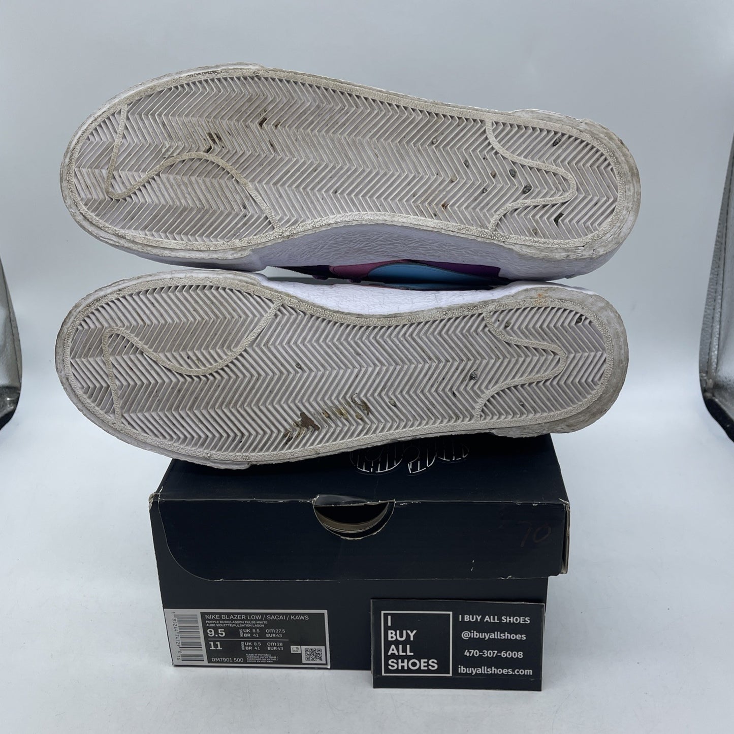 Size 9.5 - KAWS x sacai x Nike Blazer Low Purple Dusk (DM7901-500