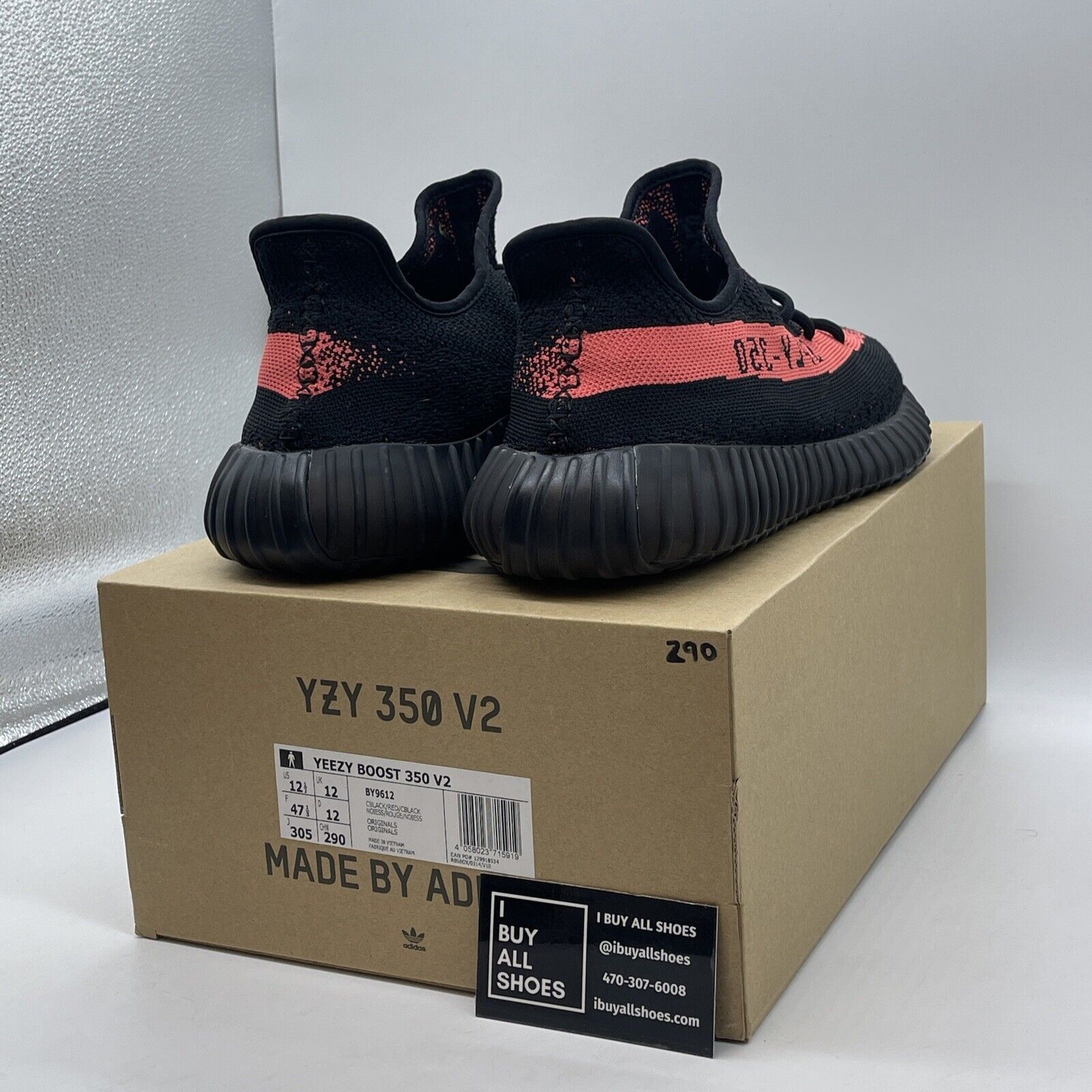Size 12.5 - adidas Yeezy Boost 350 V2 Low Red Stripe Black Suede (BY9612)