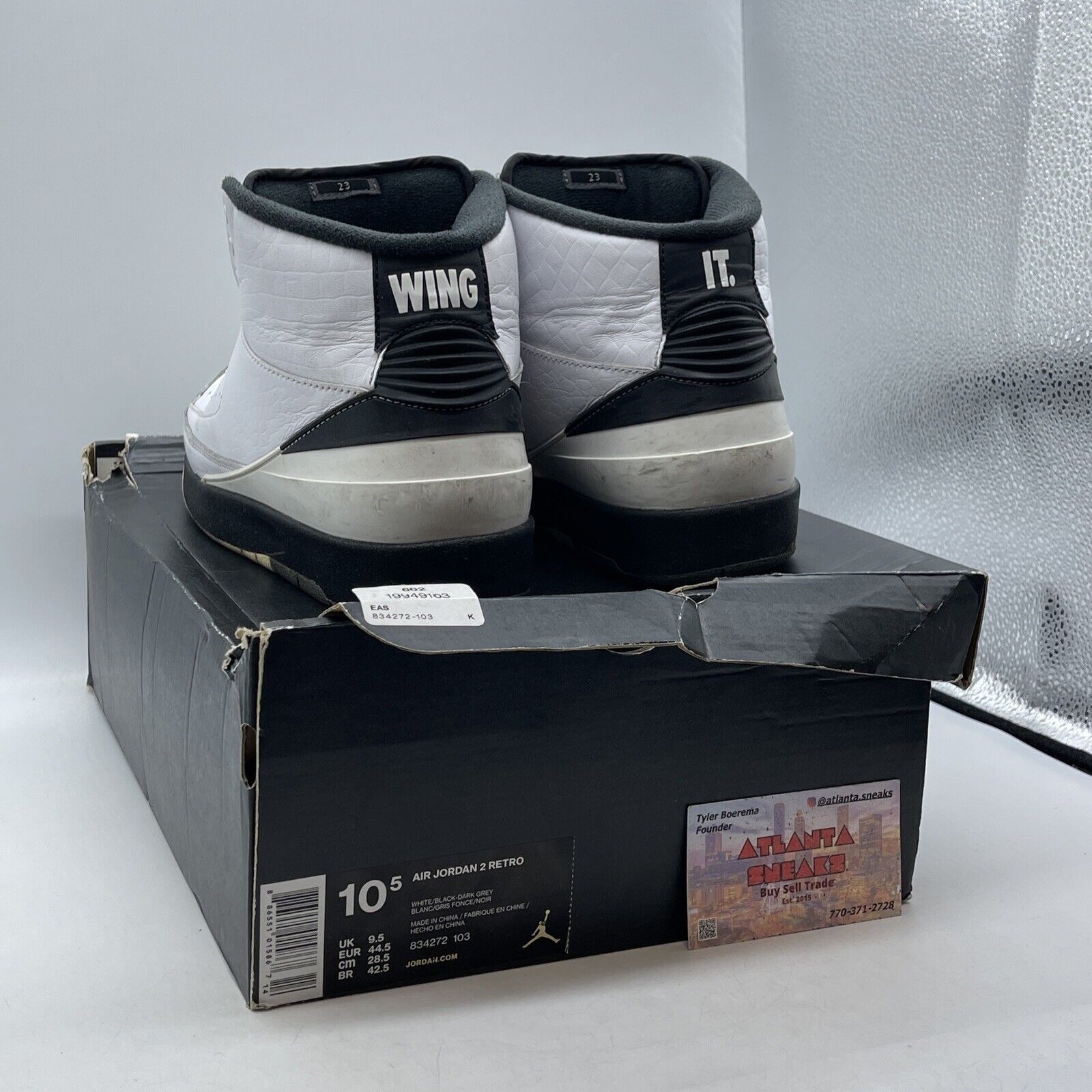 Size 10.5 - Air Jordan 2 Retro Wing It Black White Leather (834272-103)