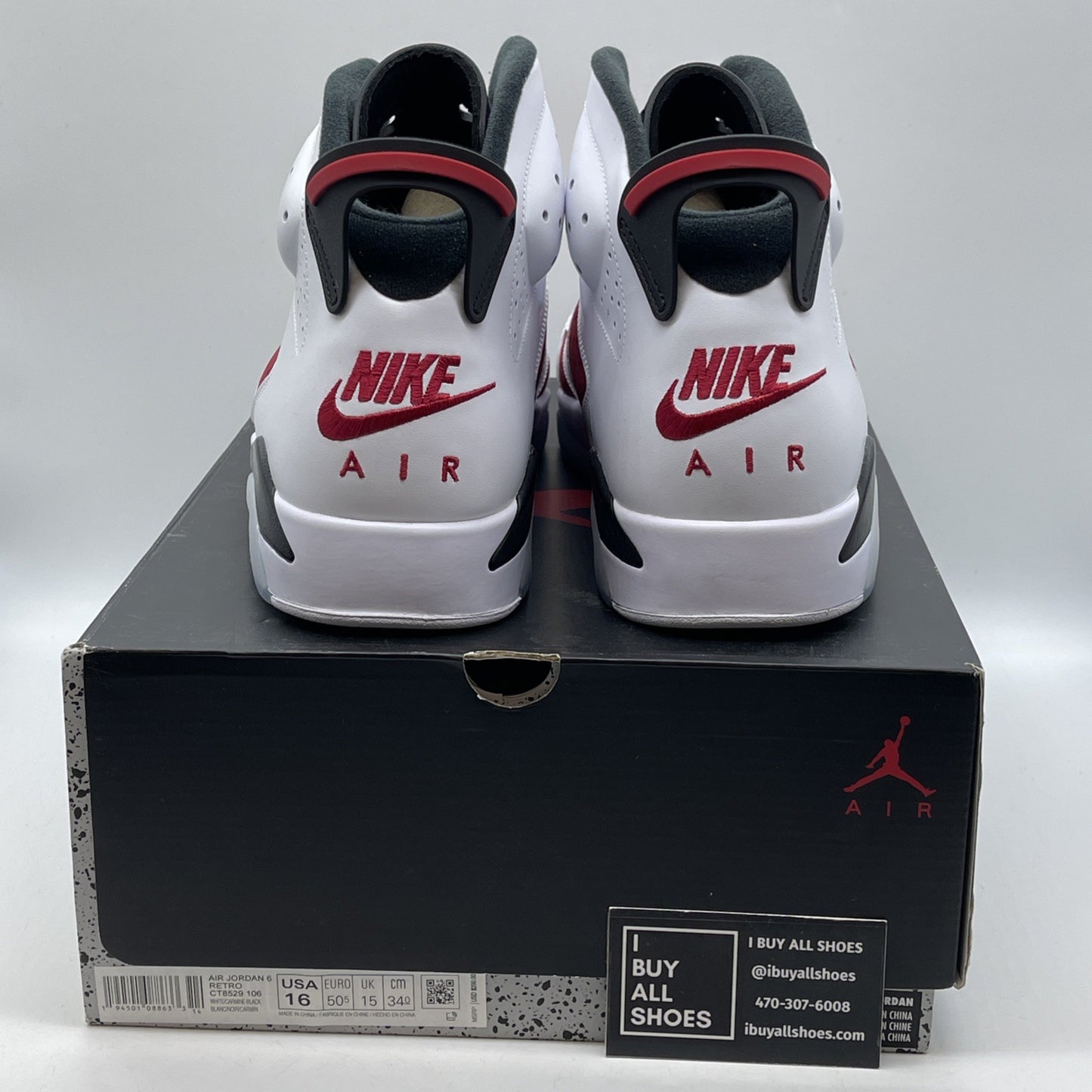Size 16 - Jordan 6 Retro OG Mid Carmine Red White Leather Suede (CT8529-106)