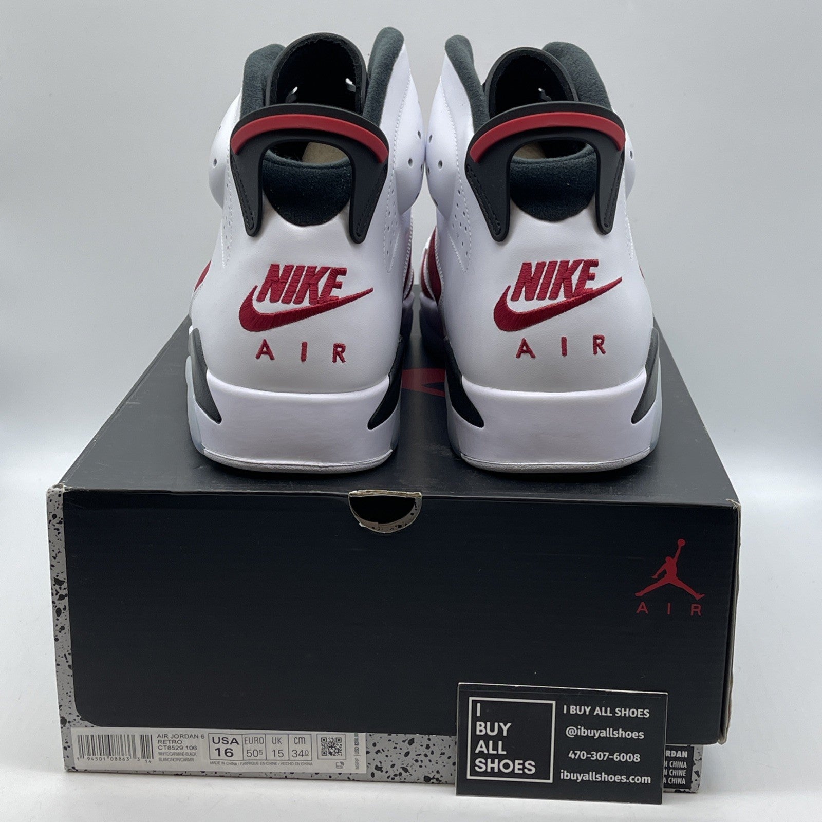 Size 16 - Jordan 6 Retro OG Mid Carmine Red White Leather Suede (CT8529-106)