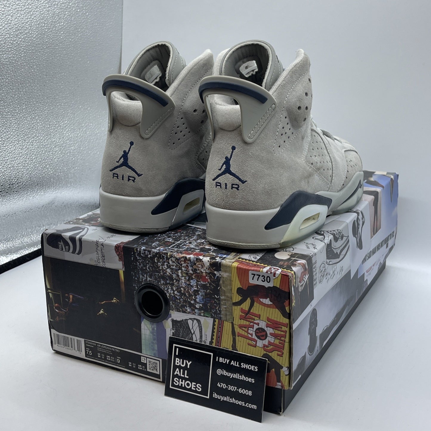 Size 7.5 - Jordan 6 Retro Mid Georgetown Grey Blue Suede (CT8529-012)