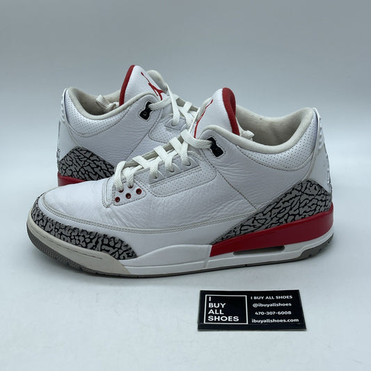 Size 12 - Jordan 3 Retro Hall of Fame 2018 White Grey Suede Leather (136064-116)