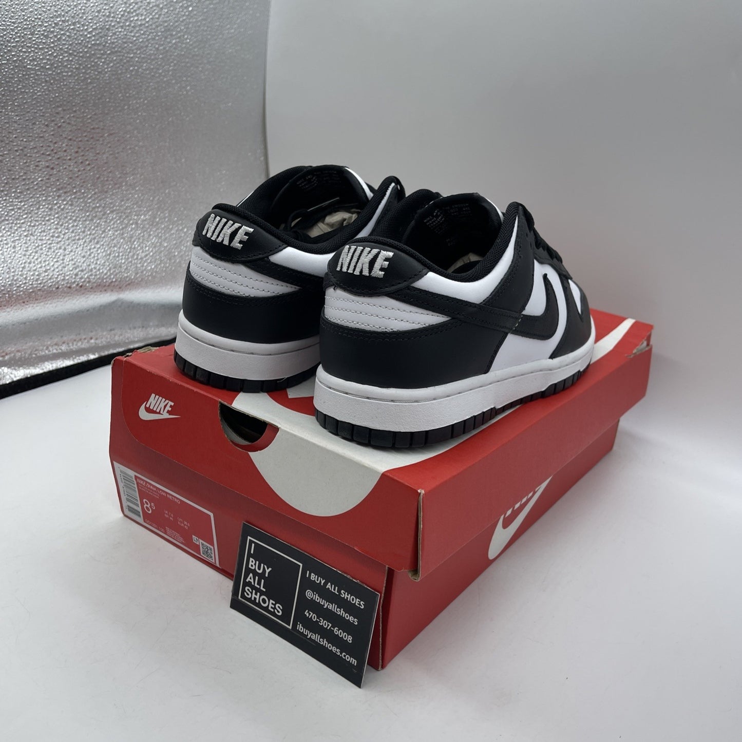 Size 8.5 - Nike Dunk Low Black White Leather (DD1391-100)