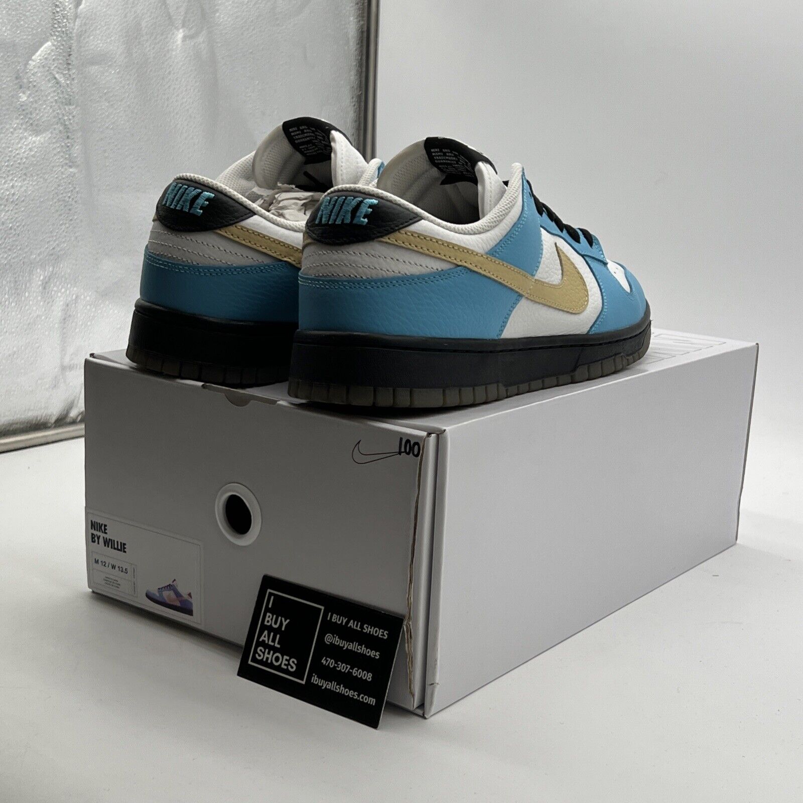 Size 12 - Nike Dunk Low By You Turquoise/Black/Cream Swoosh