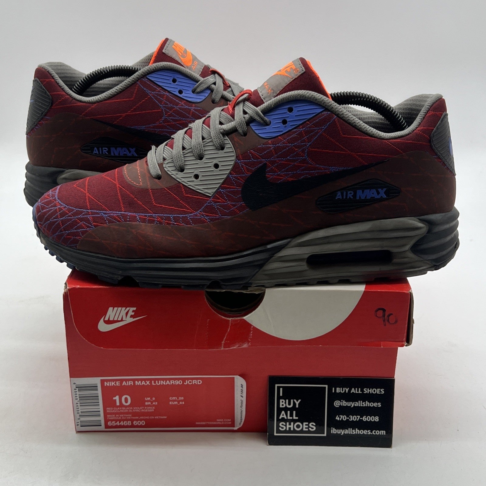 Size 10 - Nike Air Max Lunar 90 Jacquard Red Clay (654468-600)