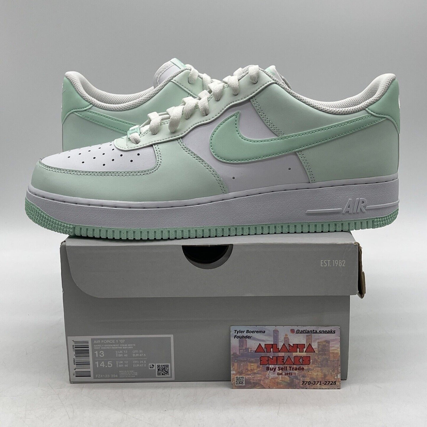 Size 13 - Nike Air Force 1 Low Mint Foam White Mint Green Leather (FZ4123-394)