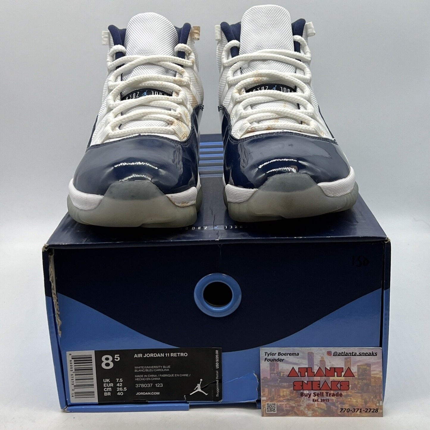 Size 8.5 - Jordan 11 Retro High Win Like '82 White Navy Leather (378037-123)