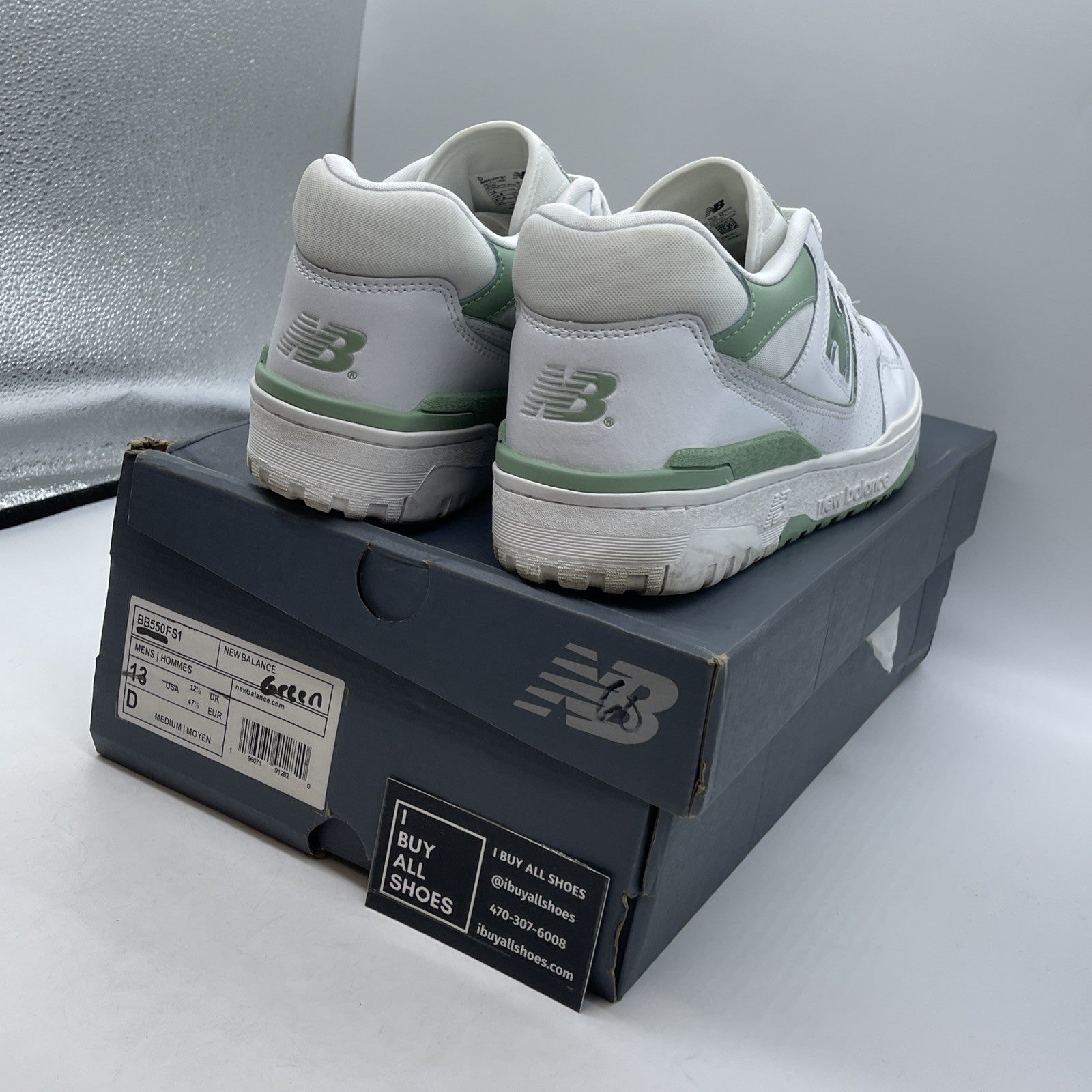 Size 13 - New Balance 550 White Mint Green (BB550FS1)