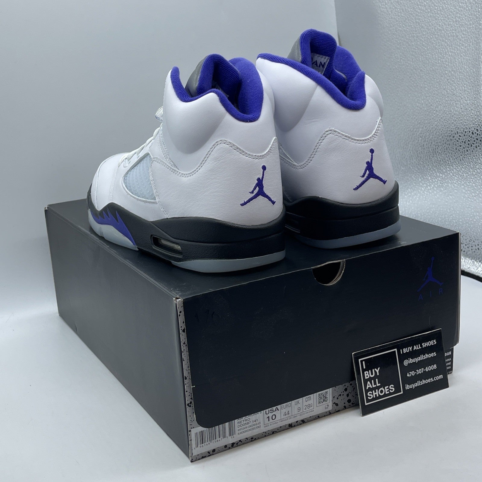Size 10 - Jordan 5 Concord White Purple Black Leather (DD0587-141)