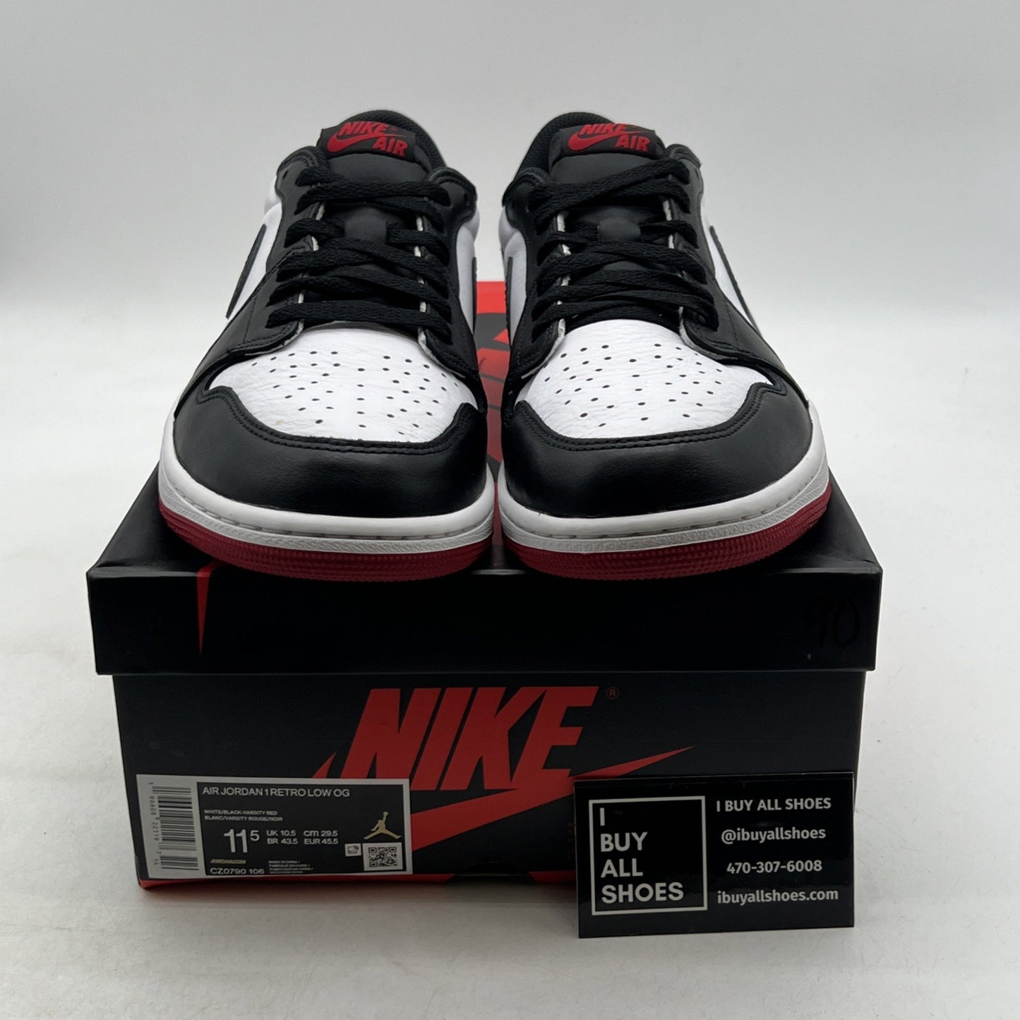 Size 11.5 - Air Jordan 1 Retro OG Low Black Toe (CZ0790-106)